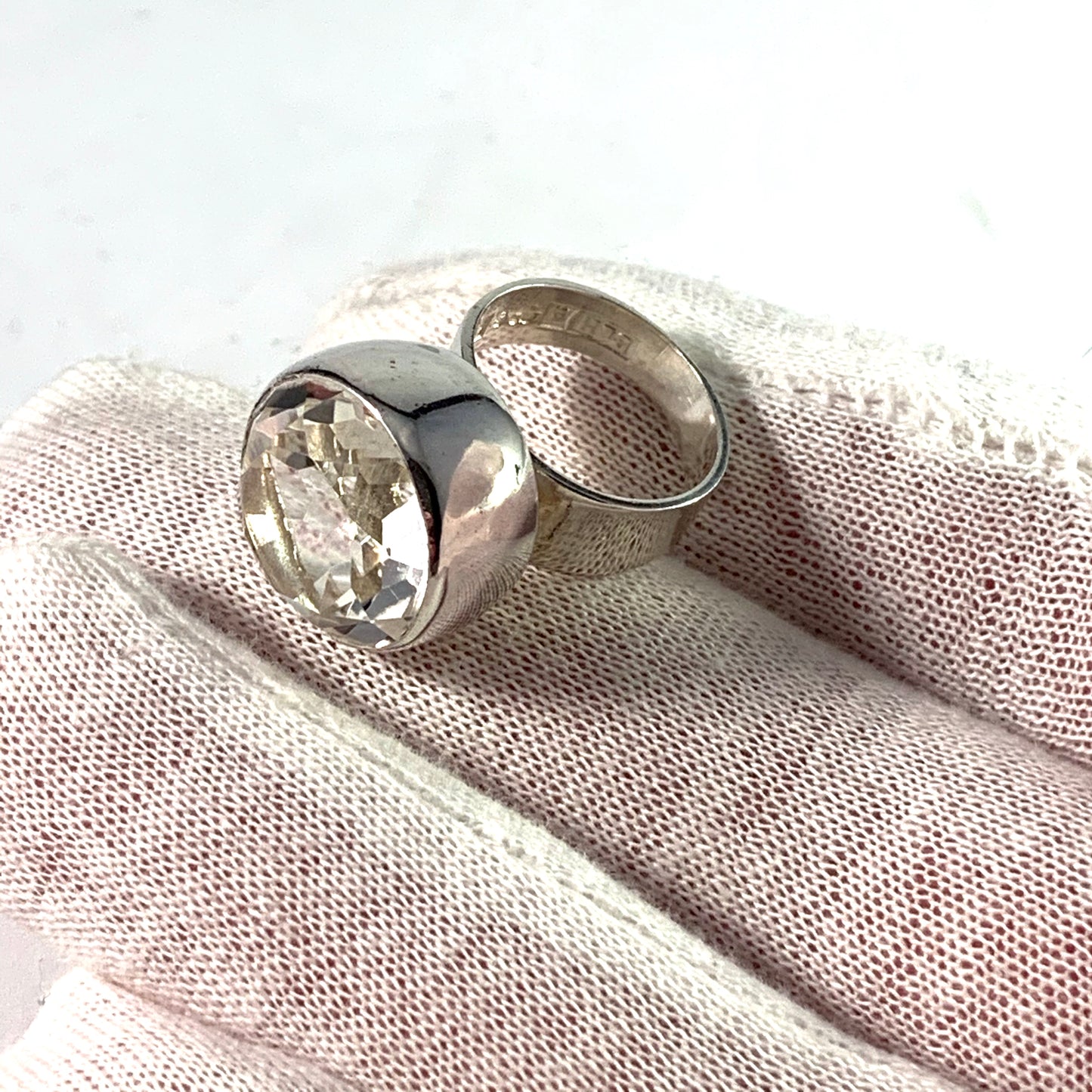 Bengt Hallberg, Sweden 1969 Silver Rock Crystal Ring.
