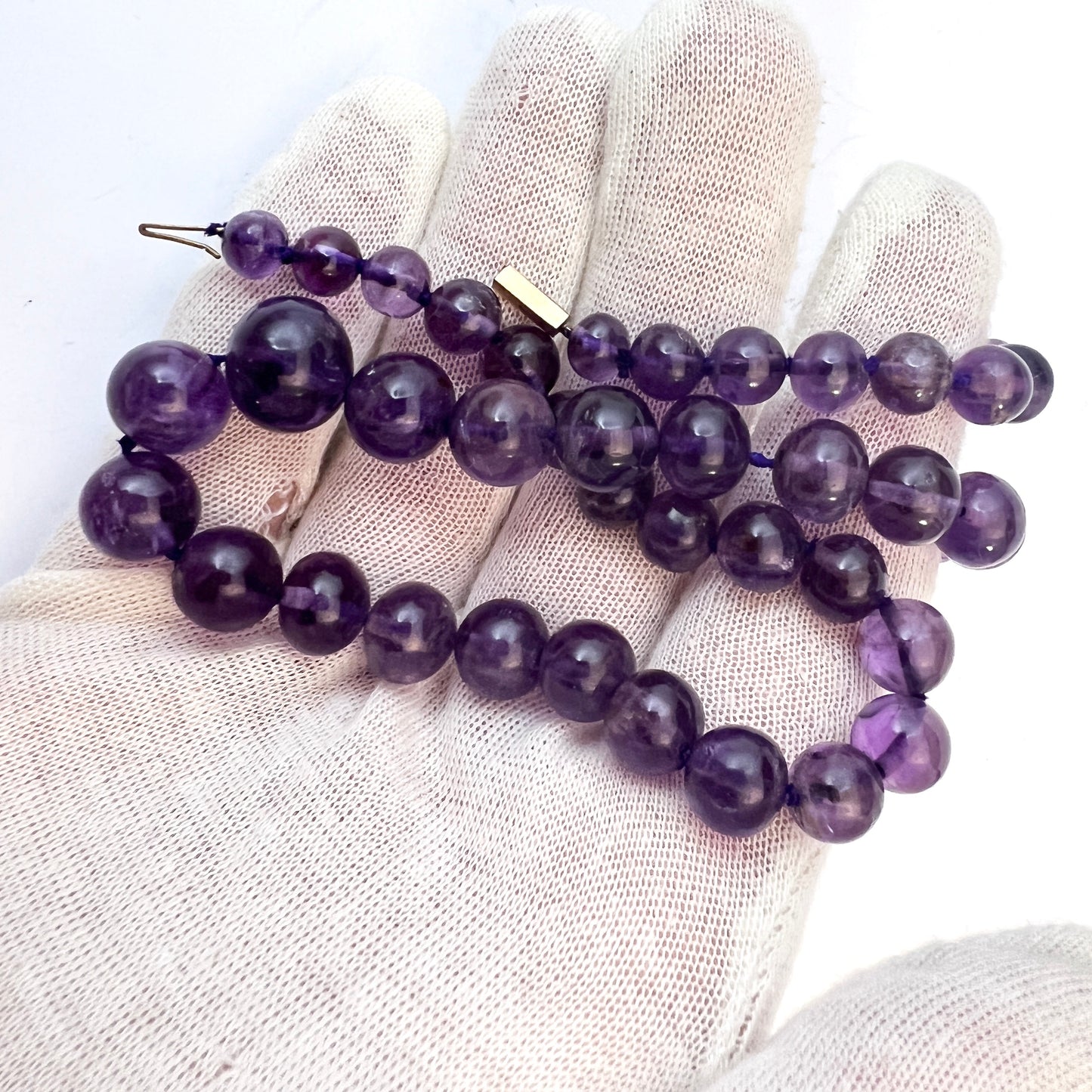 ヴィンテージ アメジスト 9K ゴールド クラスプ ネックレス。