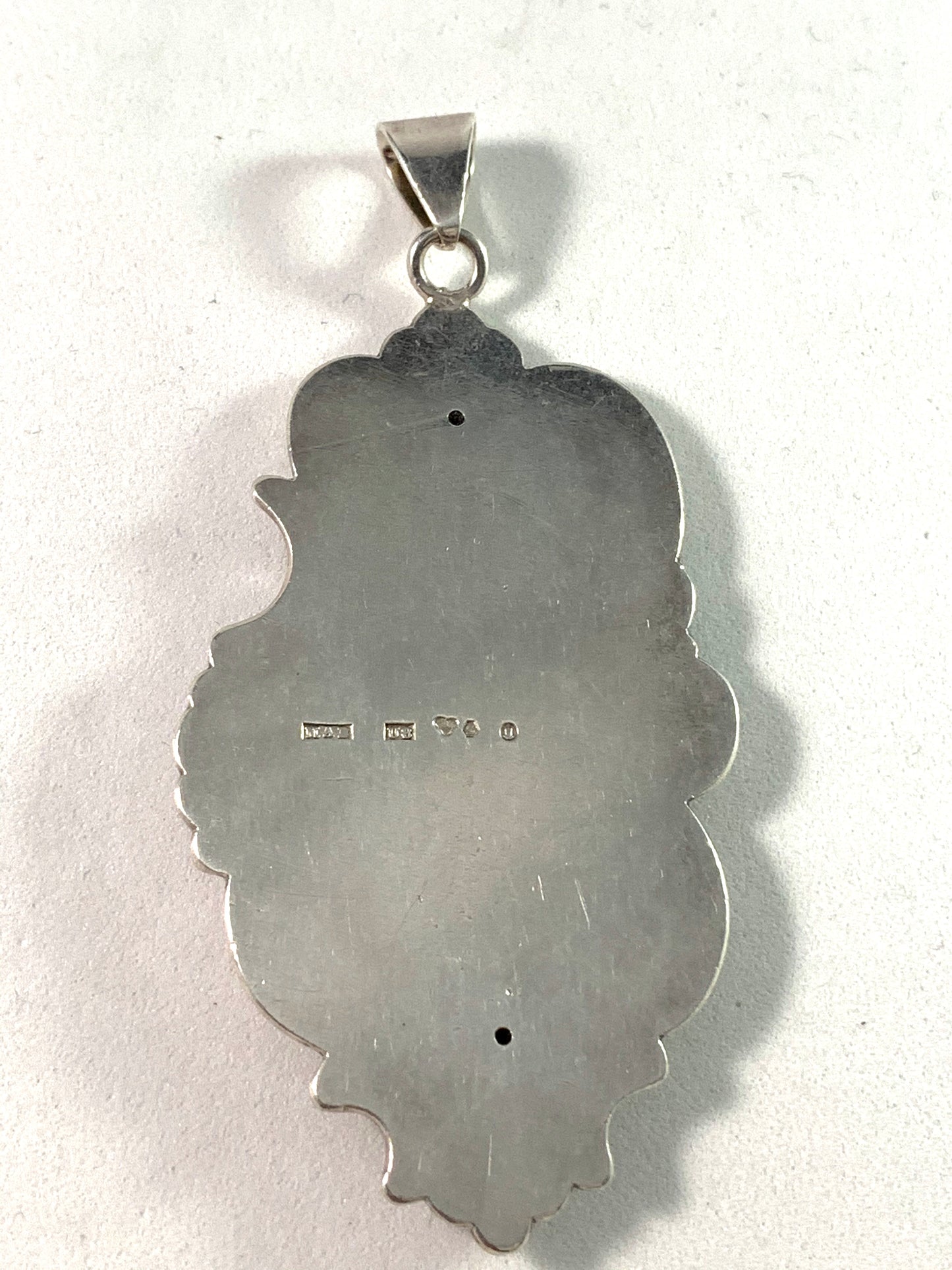 Matsilver、スウェーデン 1946 ミッドセンチュリー ラージ シルバー ペンダント