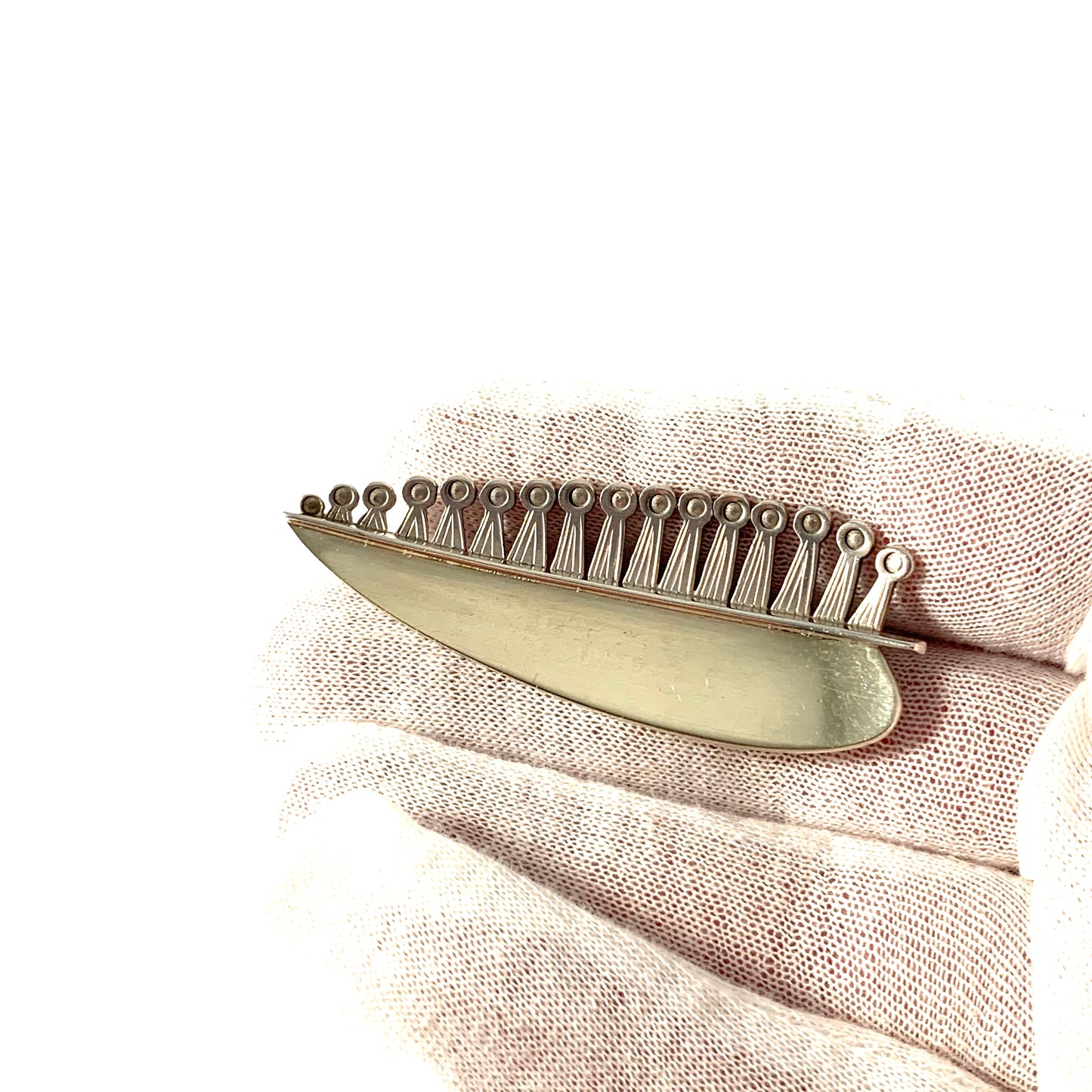 Atelier Borgila, Stockholm 1954 Mid Century Modern Sterling Silver Brooch.