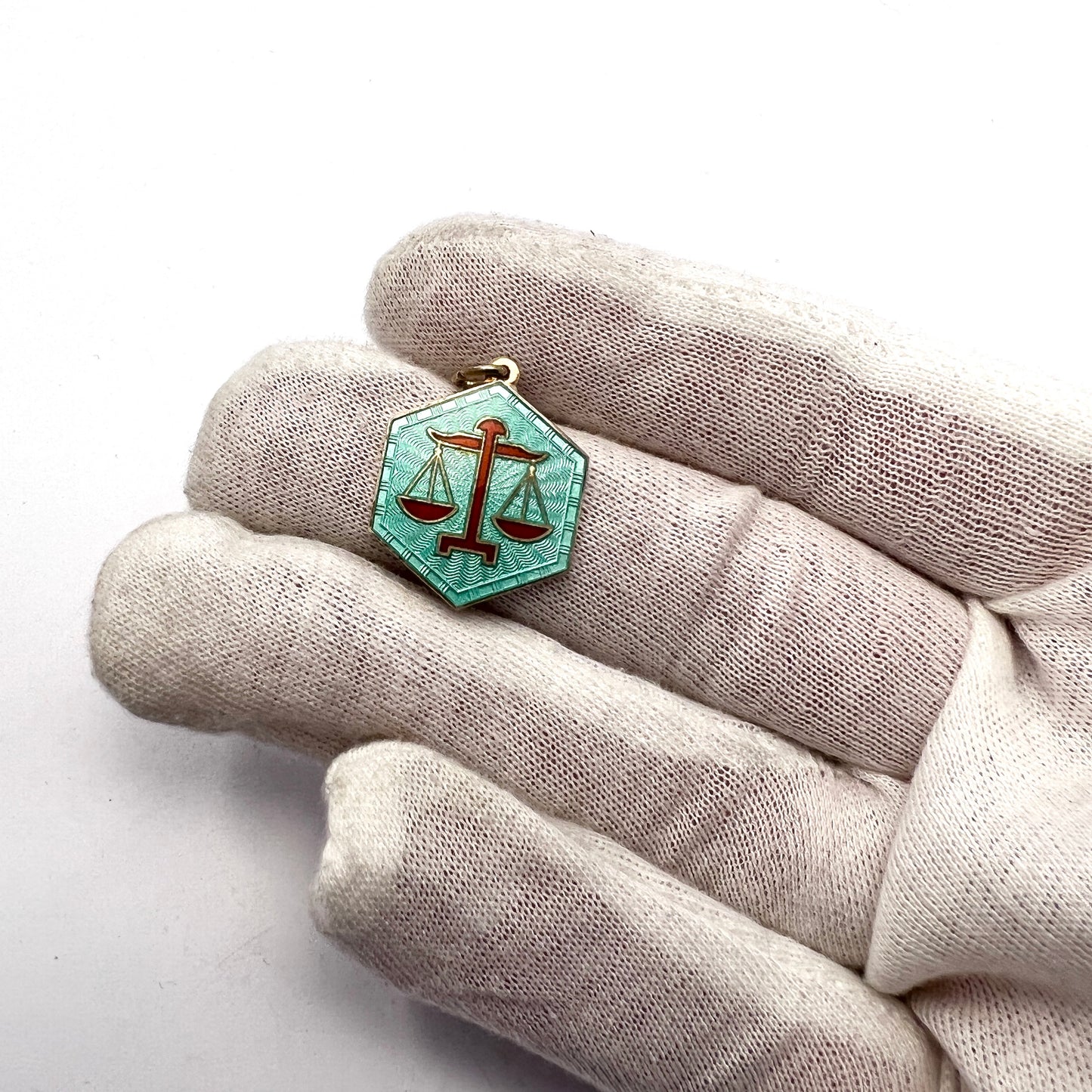 David Andersen, Norway. Vintage Sterling Silver Enamel Zodiac Libra Charm Pendant