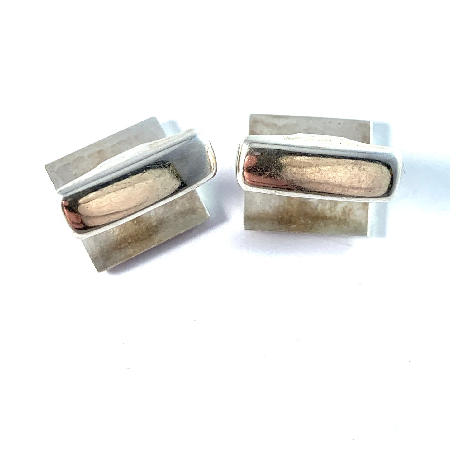 Rauno Oma Mättö, Finland 1973. Vintage Modernist Solid Silver Cufflinks.