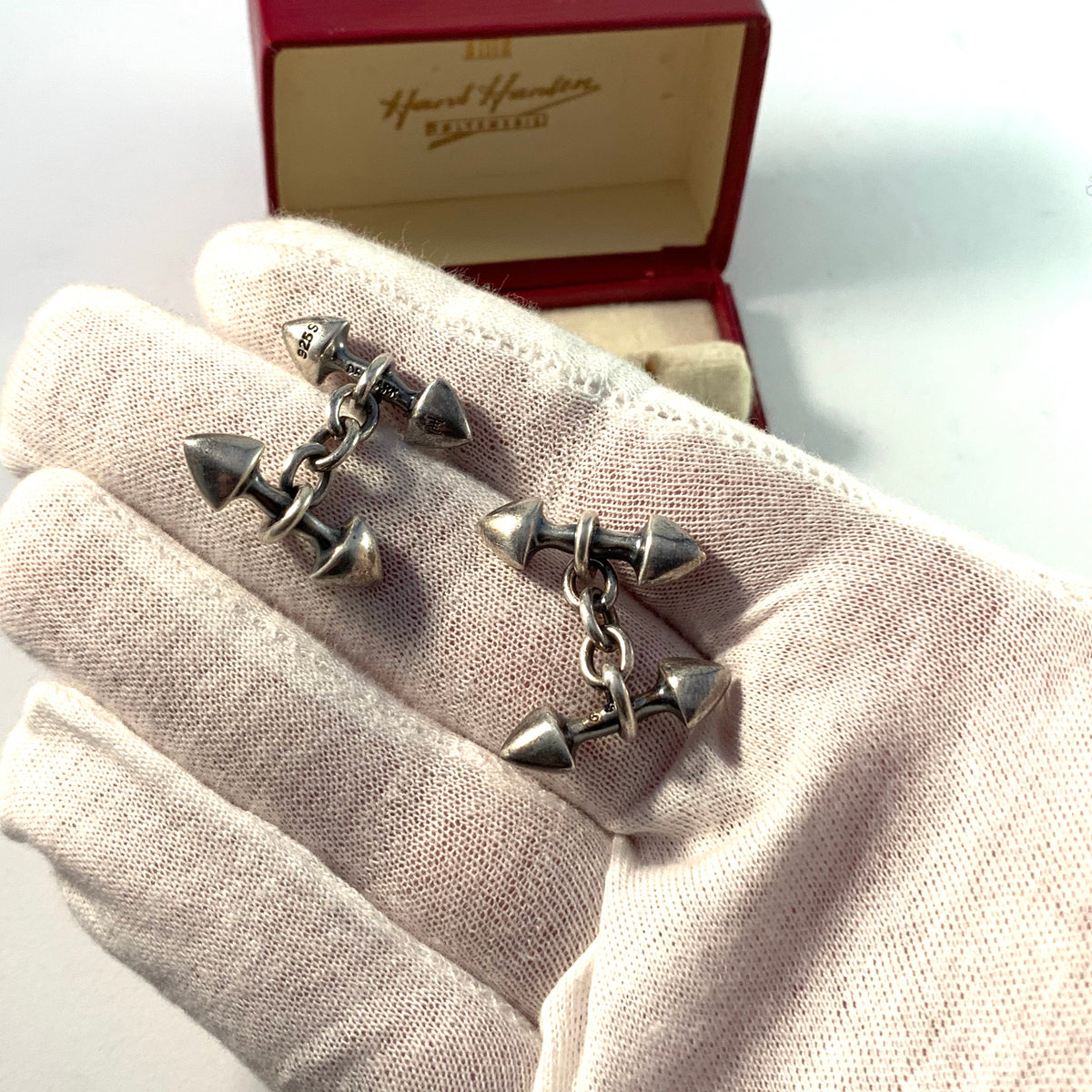 Hans Hansen 1930-40s Boxed Sterling Cufflinks Design no 62