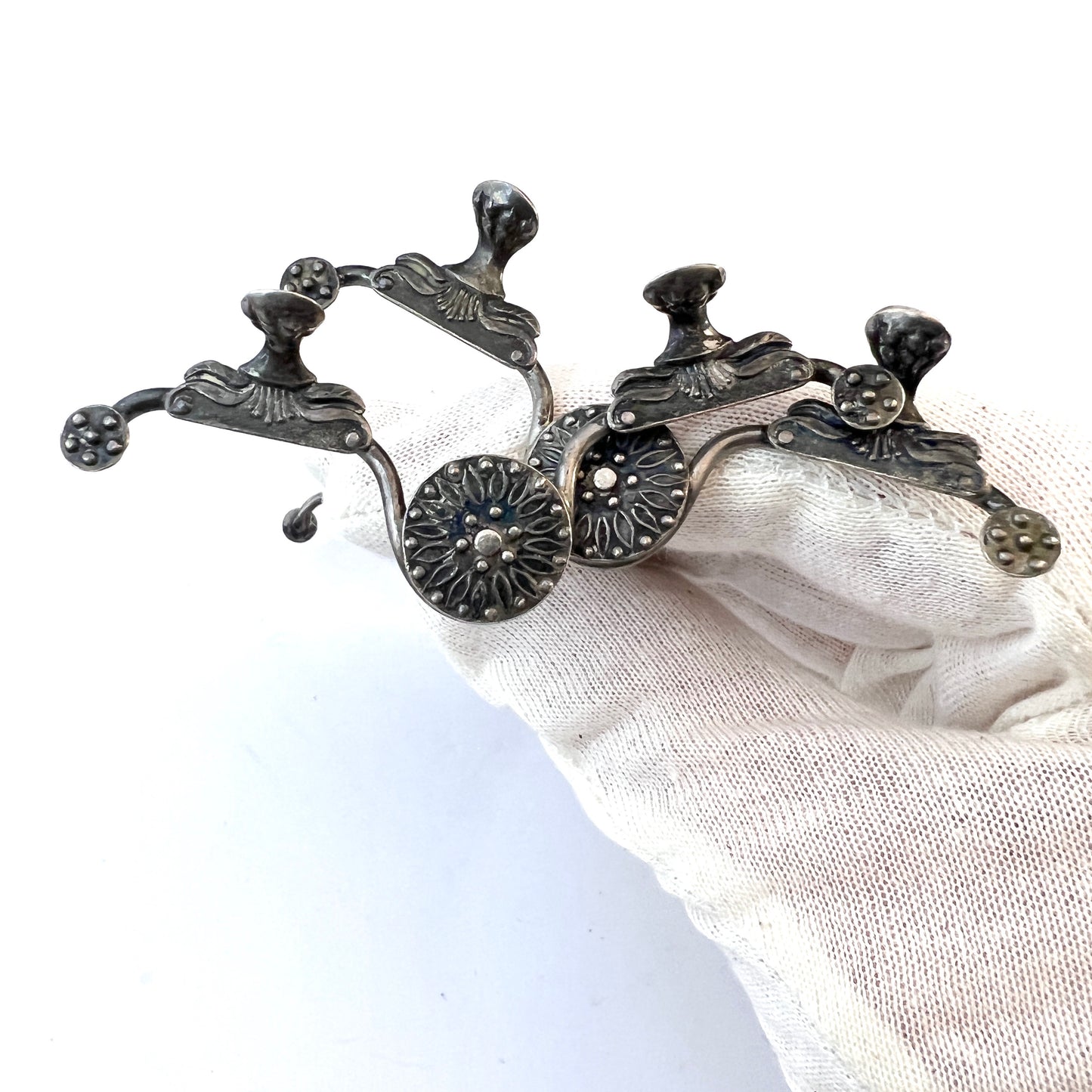 Carl Otto Nyman, Sweden 1859. Antique Victorian Large Silver Knife Cutlery Rests