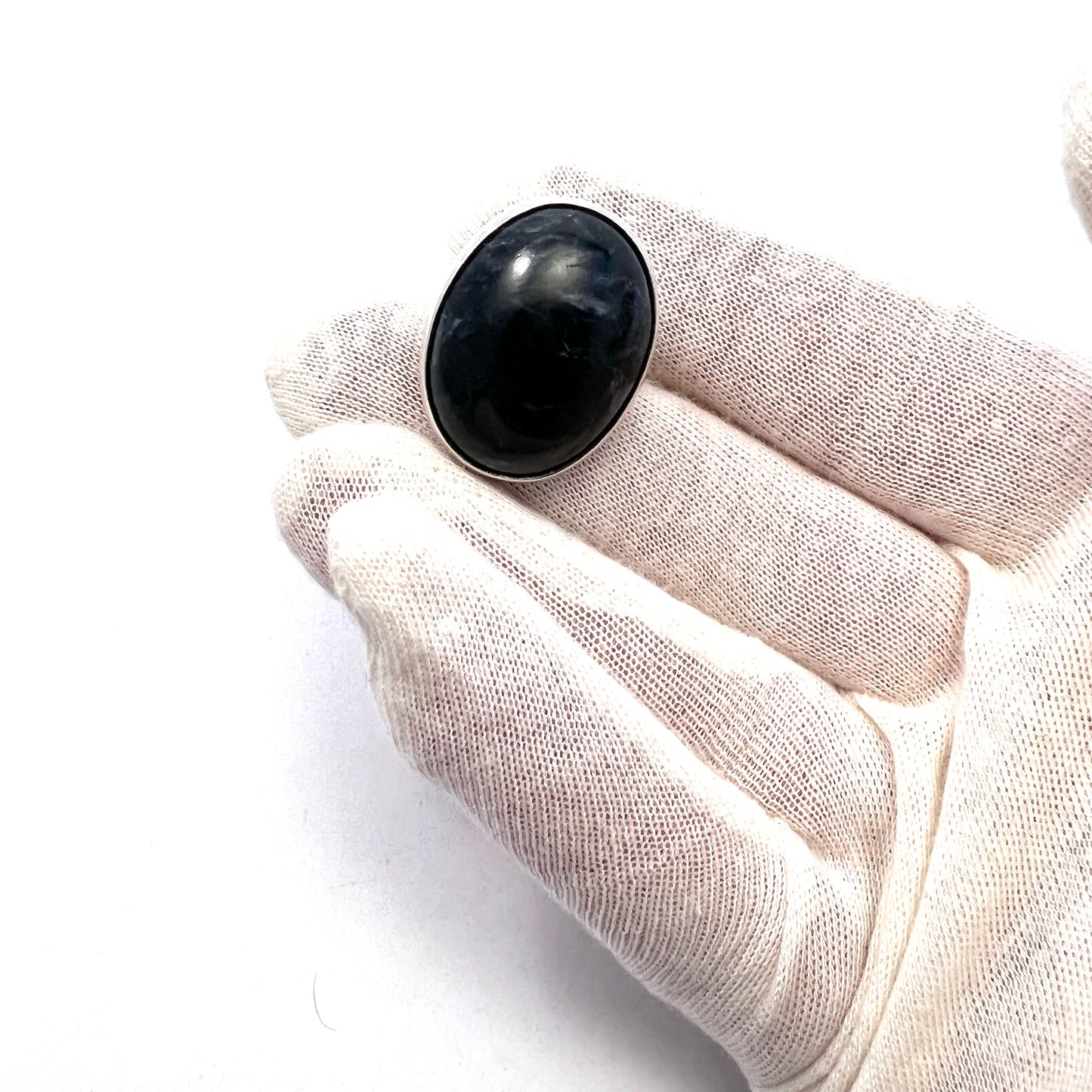 ORNO, Poland 1960-70s. Vintage Bold Solid Silver Dark Blue Sodalite Ring.