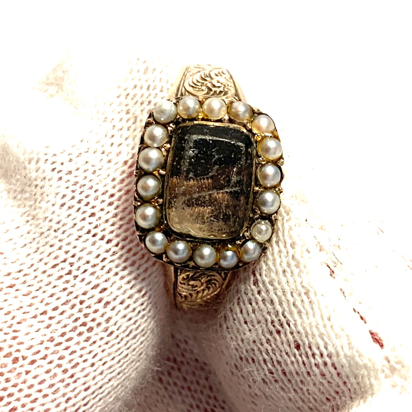 Georgian year 1821 Antique 14k Gold Mourning Ring.