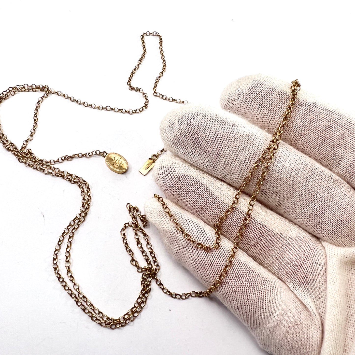 Paul Romare, Sweden 1792-1841. Antique Georgian 18k Gold Long Guard Chain Necklace.