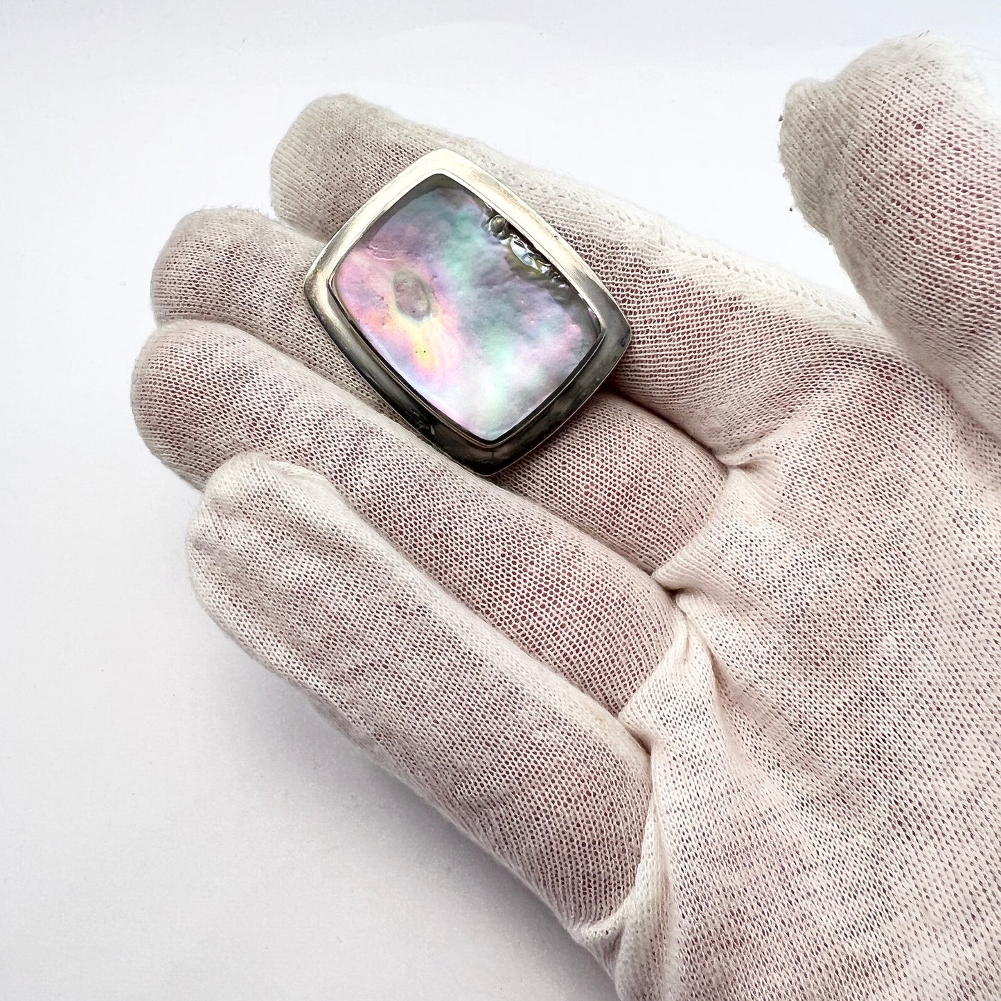 Palle Bisgaard, Denmark 1960 Sterling Silver Abalone Brooch.