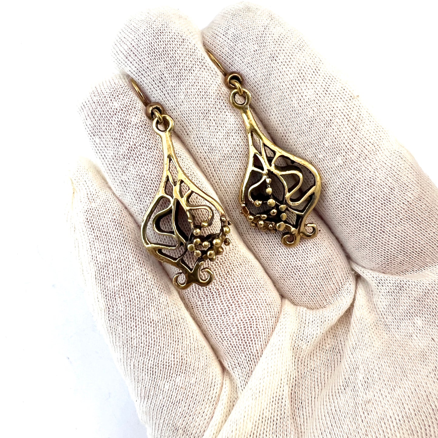 Finland c 1970s. Vintage Bronze Earrings.