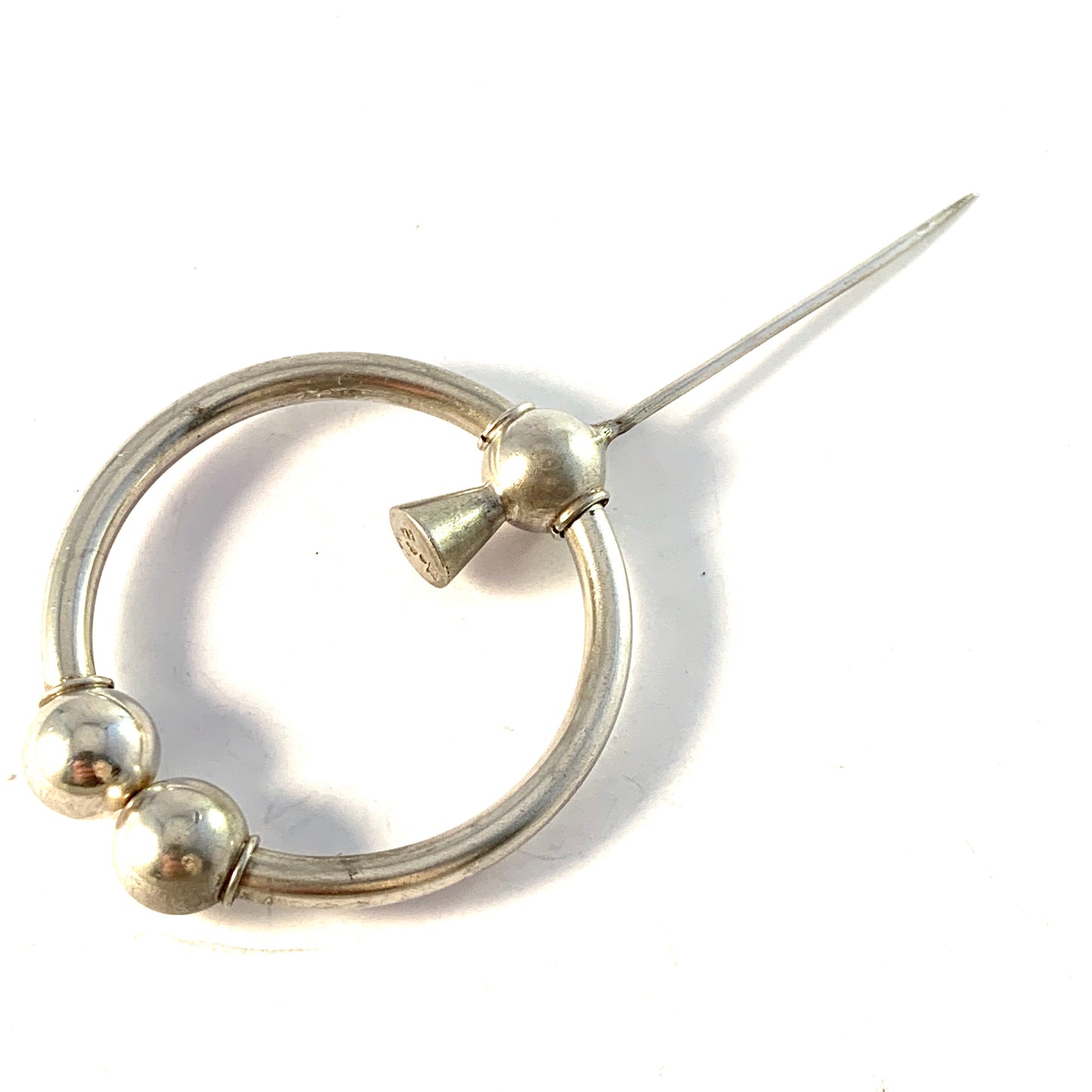 Johan Petterson, Sweden 1913. Antique Silver Fibula Brooch Scarf Pin