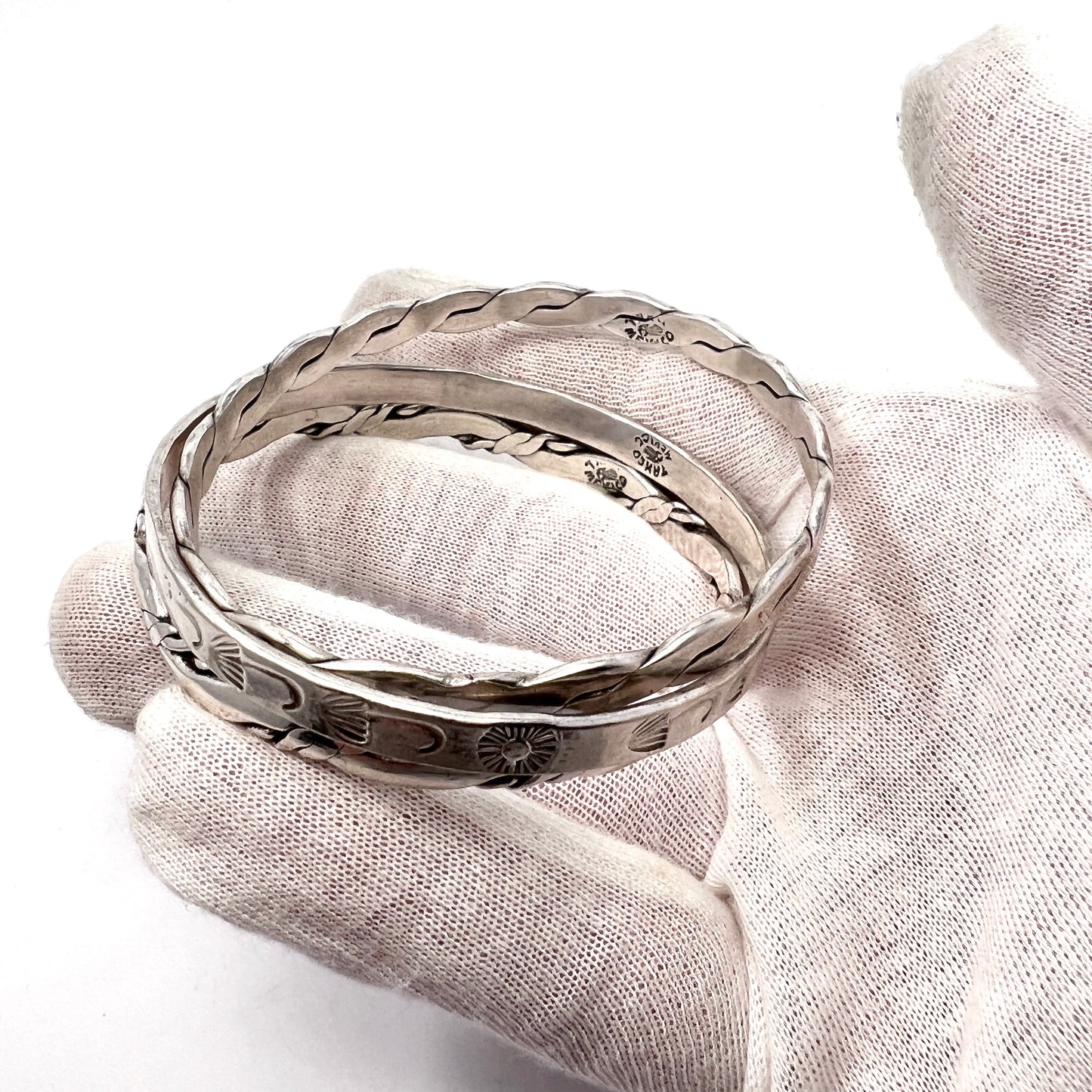 Taxco, Mexico. Vintage Sterling Silver Bangle Stack.