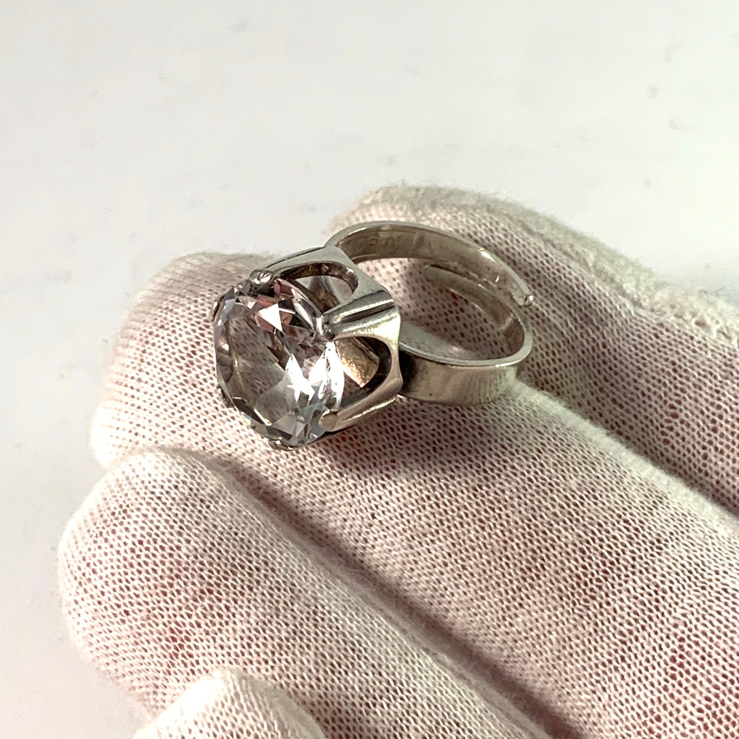 Bengt Hallberg, Sweden 1975 Sterling Rock Crystal Ring.