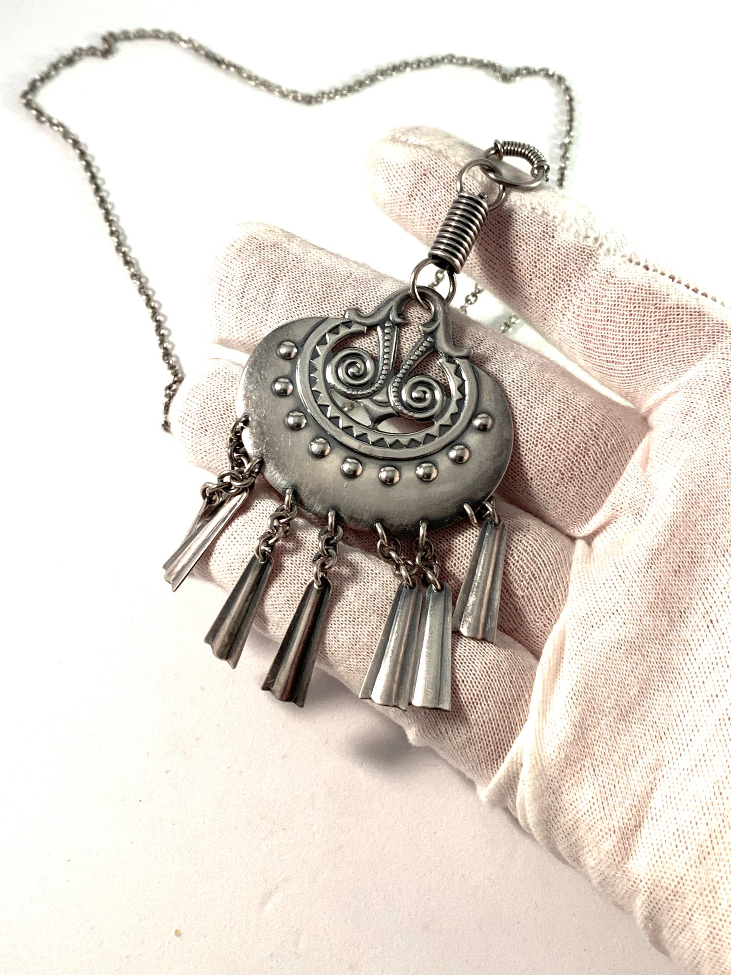 Kalevala Koru Finland 1975 Large Sterling Necklace. Design Moon Goddess