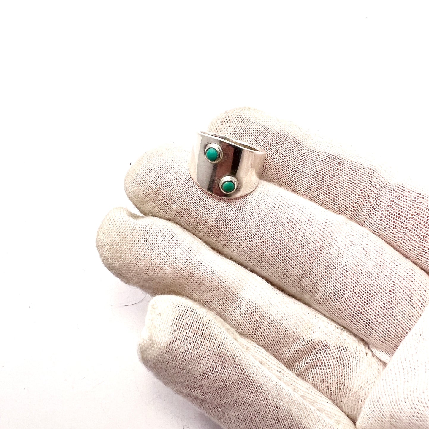 Lars Bostrand, Sweden 1958. Vintage Sterling Silver Turquoise Pinky Ring. Signed.