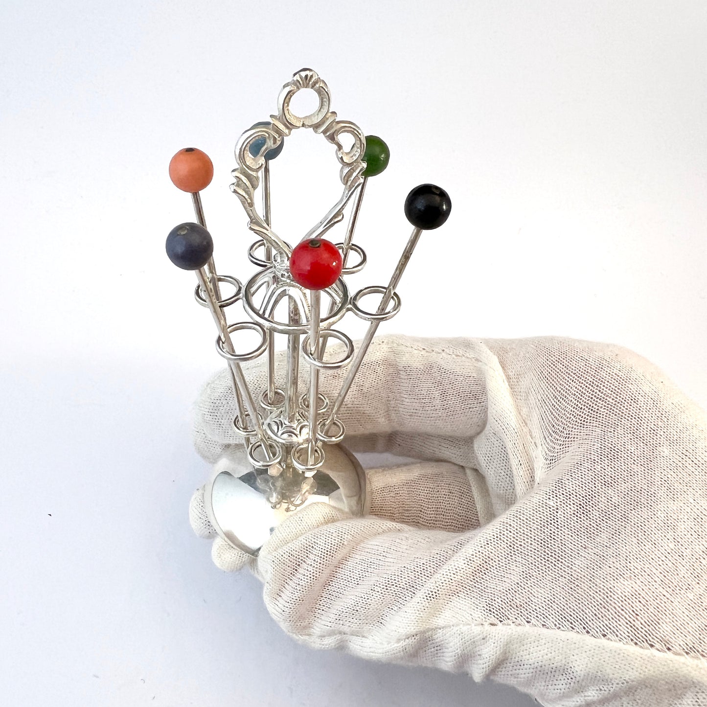 Germany/Sweden year 1932. Vintage Solid Silver Cocktail Sticks with Stand