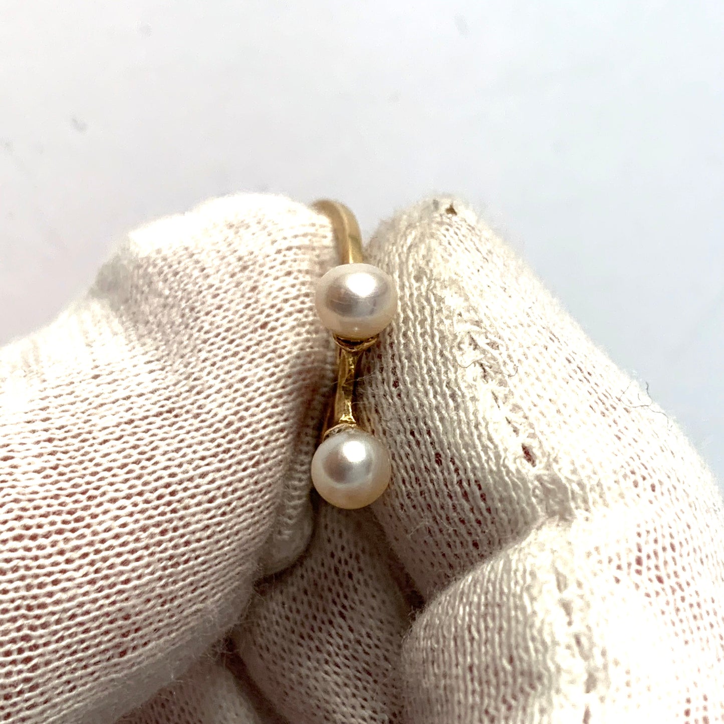 Theresia Hvorslev, Sweden. Vintage 18k Gold Cultured Pearl Stack Ring. "The Tale Of The Ring"