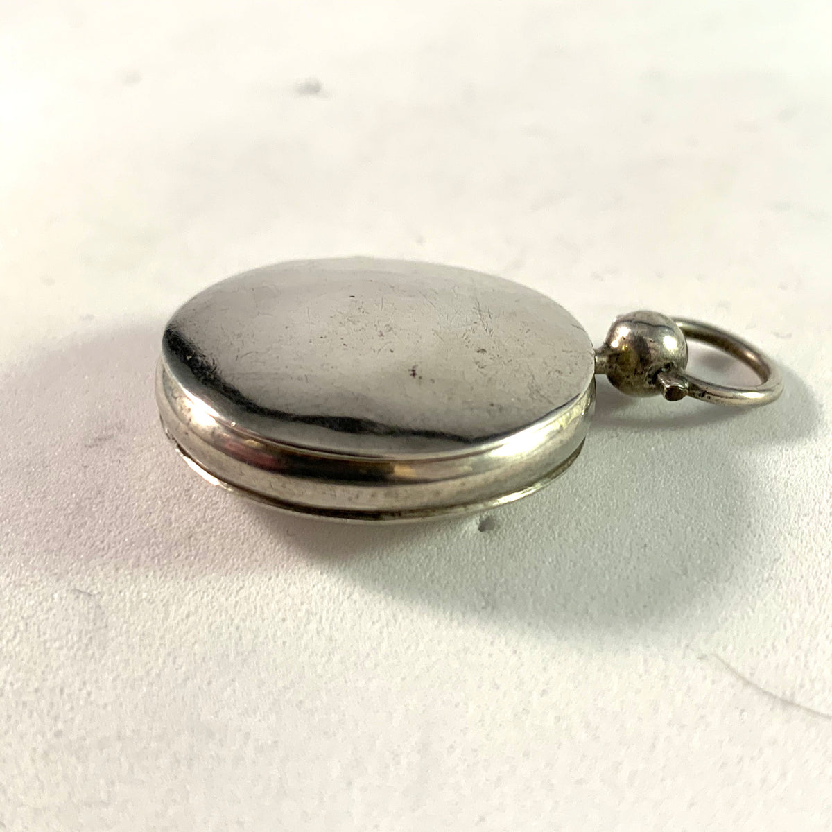 Maker OH, Sweden 1867 Victorian Silver Locket Pendant.