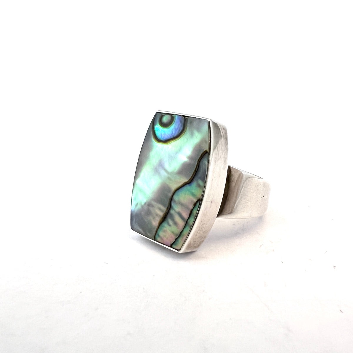 Arne Johansen Denmark Vintage 1960s Sterling Abalone Ring.