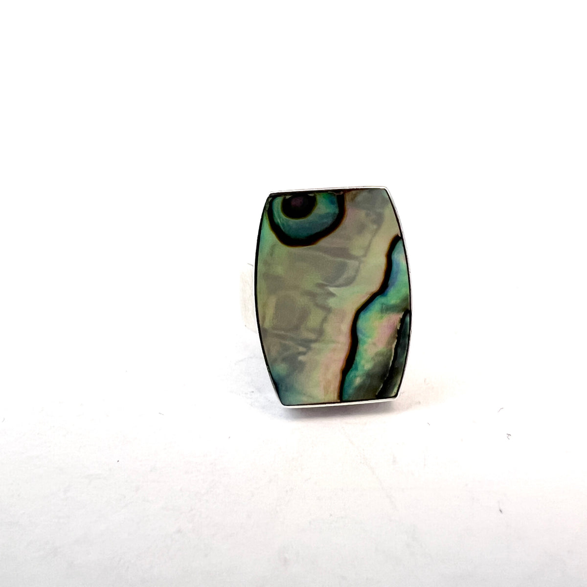 Arne Johansen Denmark Vintage 1960s Sterling Abalone Ring.