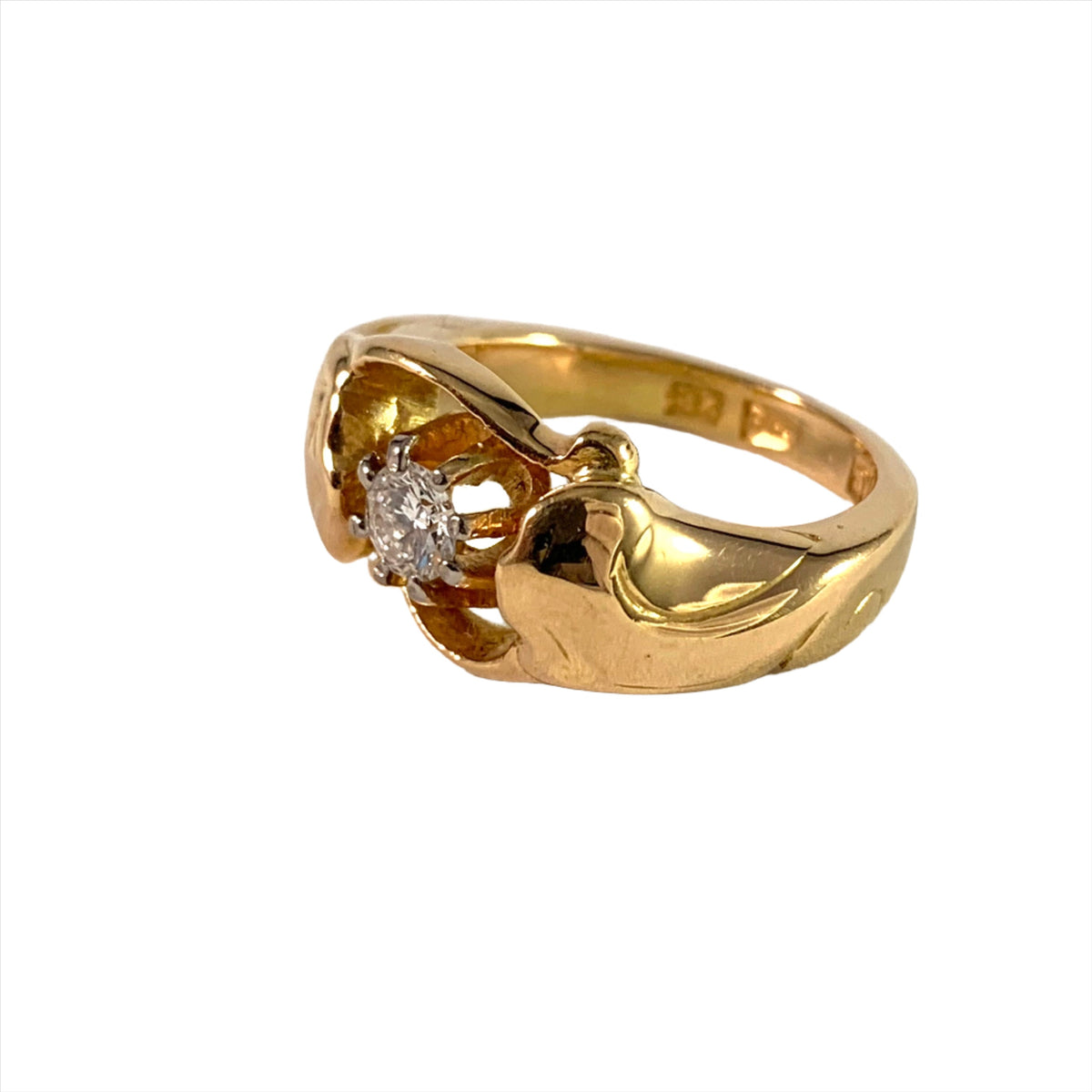 Sweden year 1950 Vintage 18k Gold 0.23ct Diamond Ring. 9.15gram