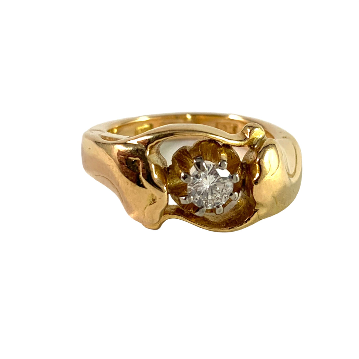 Sweden year 1950 Vintage 18k Gold 0.23ct Diamond Ring. 9.15gram