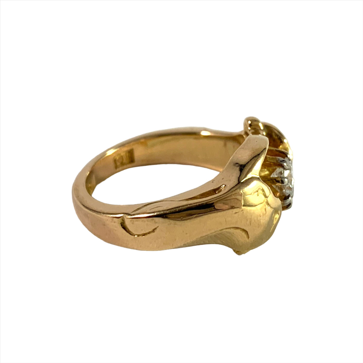 Sweden year 1950 Vintage 18k Gold 0.23ct Diamond Ring. 9.15gram