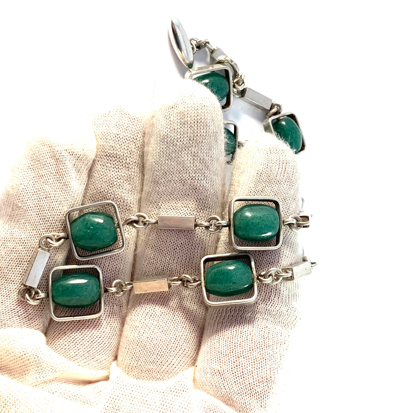 Arvo Saarela, Sweden 1964. Vintage Sterling Silver Aventurine Necklace.