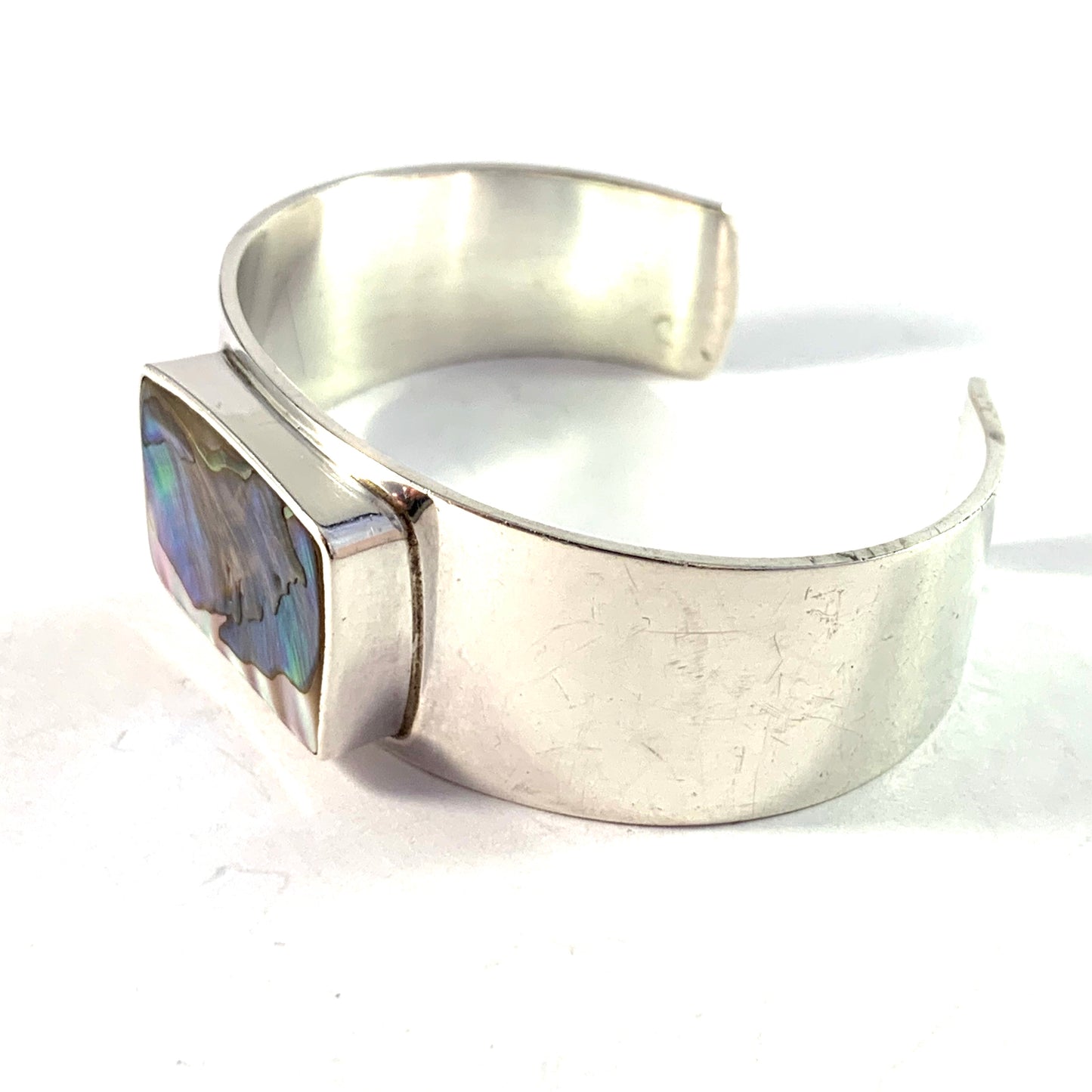 Palle Bisgaard, Denmark 1960s Sterling Silver Abalone Cuff Bracelet.