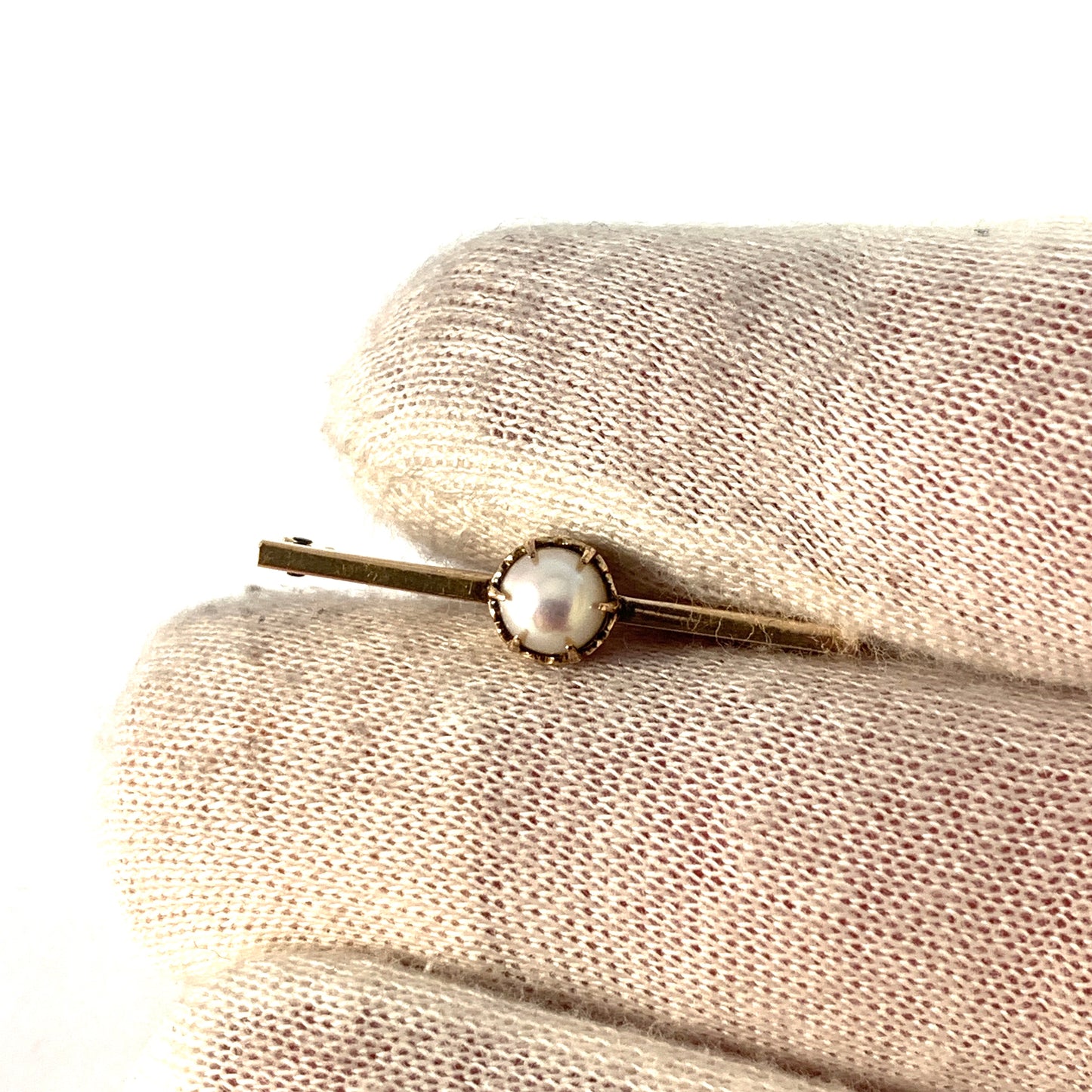 アンティーク 14K ゴールド パール ハート ブローチ ピン。