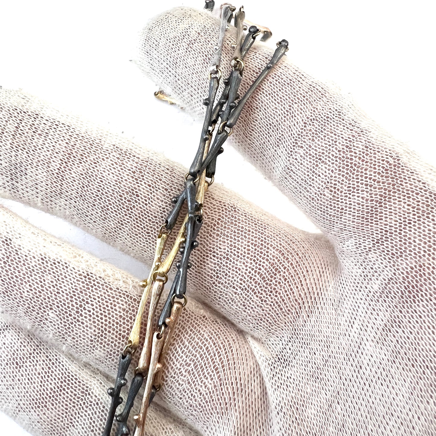 Ole Lynggaard, Denmark 18k Gold Silver Long Necklace. Design: Nature