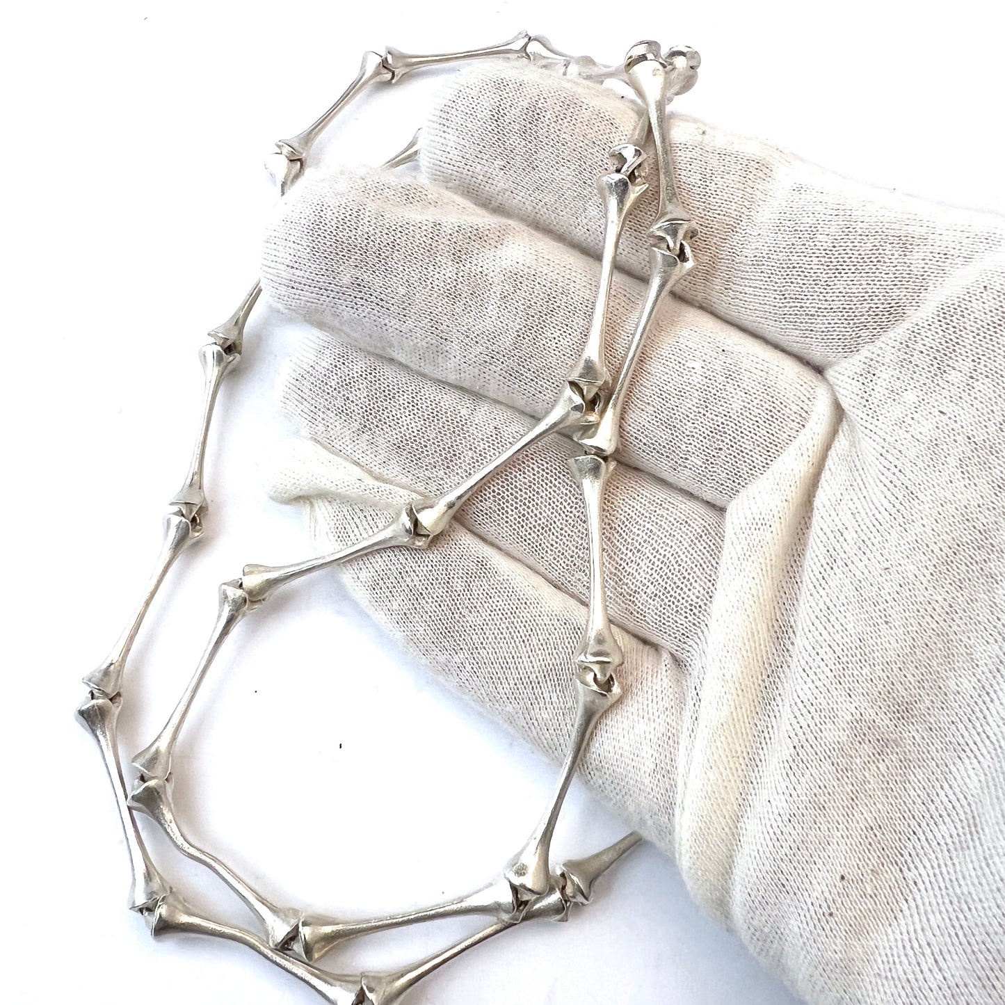 Bjorn Weckstrom for Lapponia, Finland 1977. Iconic Bones Sterling Vintage Necklace.