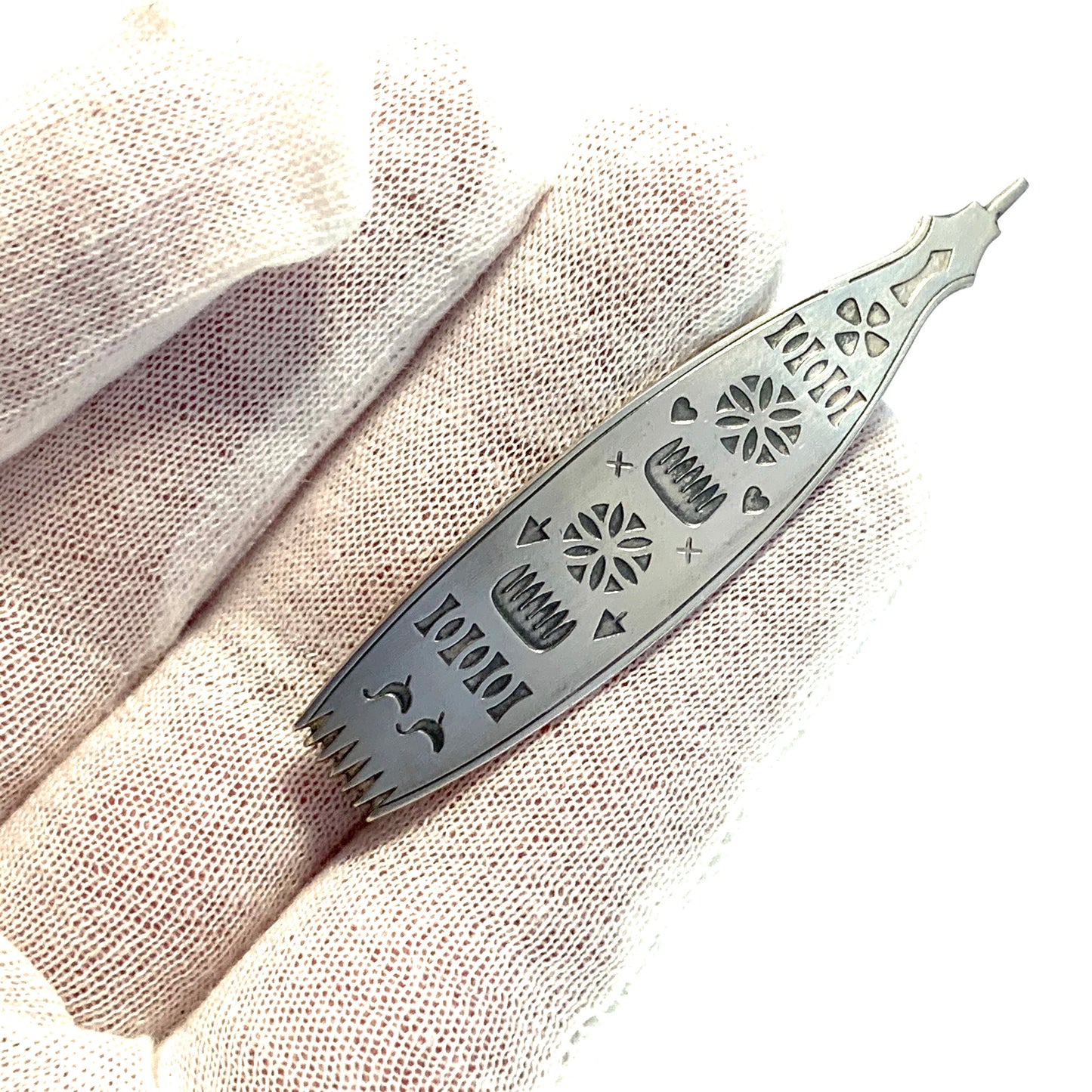 W A Bolin, Stockholm 1979 Vintage Solid Silver Symbols Brooch