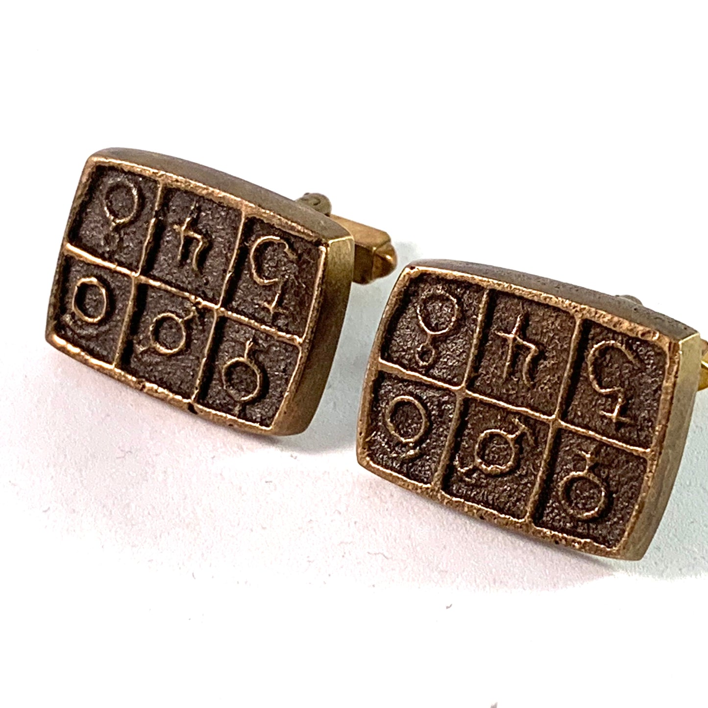 Robbert, Sweden 1970s Large Chunky Bronze Cufflinks.