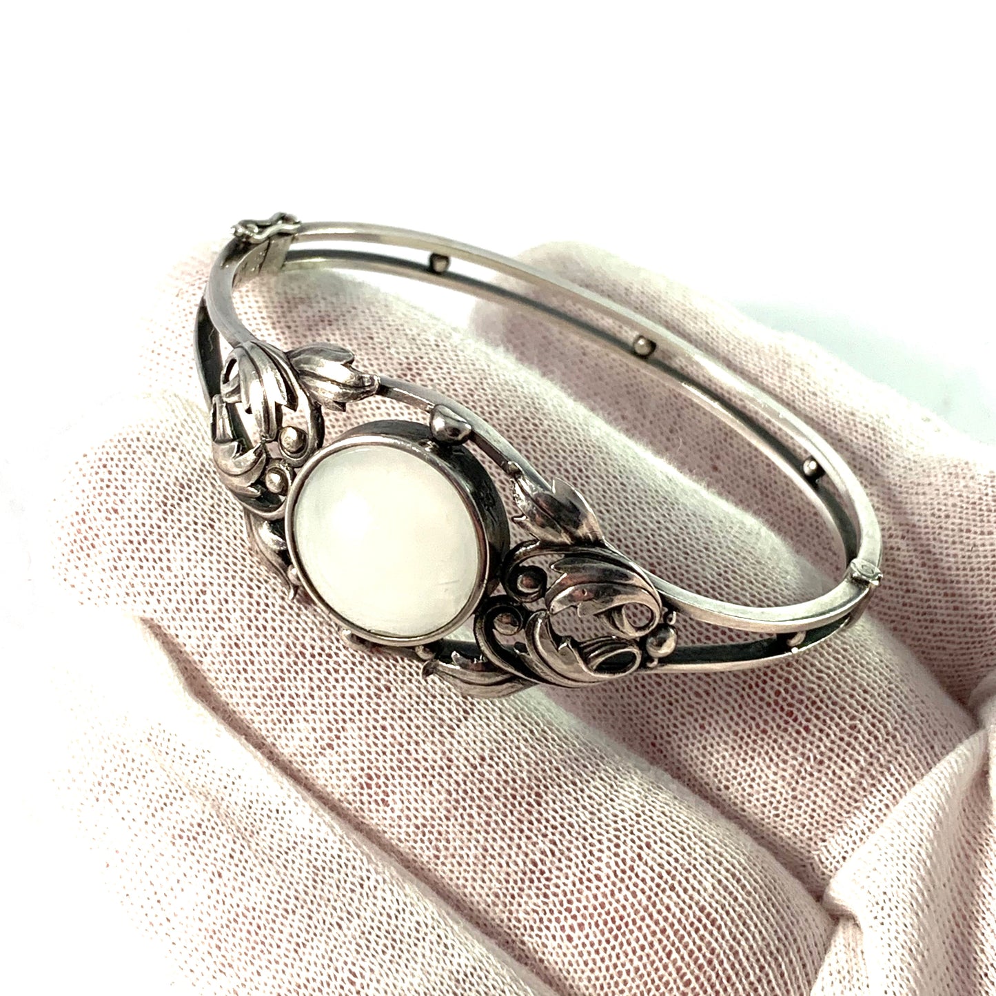 Alexander Tillander, Finland 1947 Mid Century Silver Moonstone Bracelet.