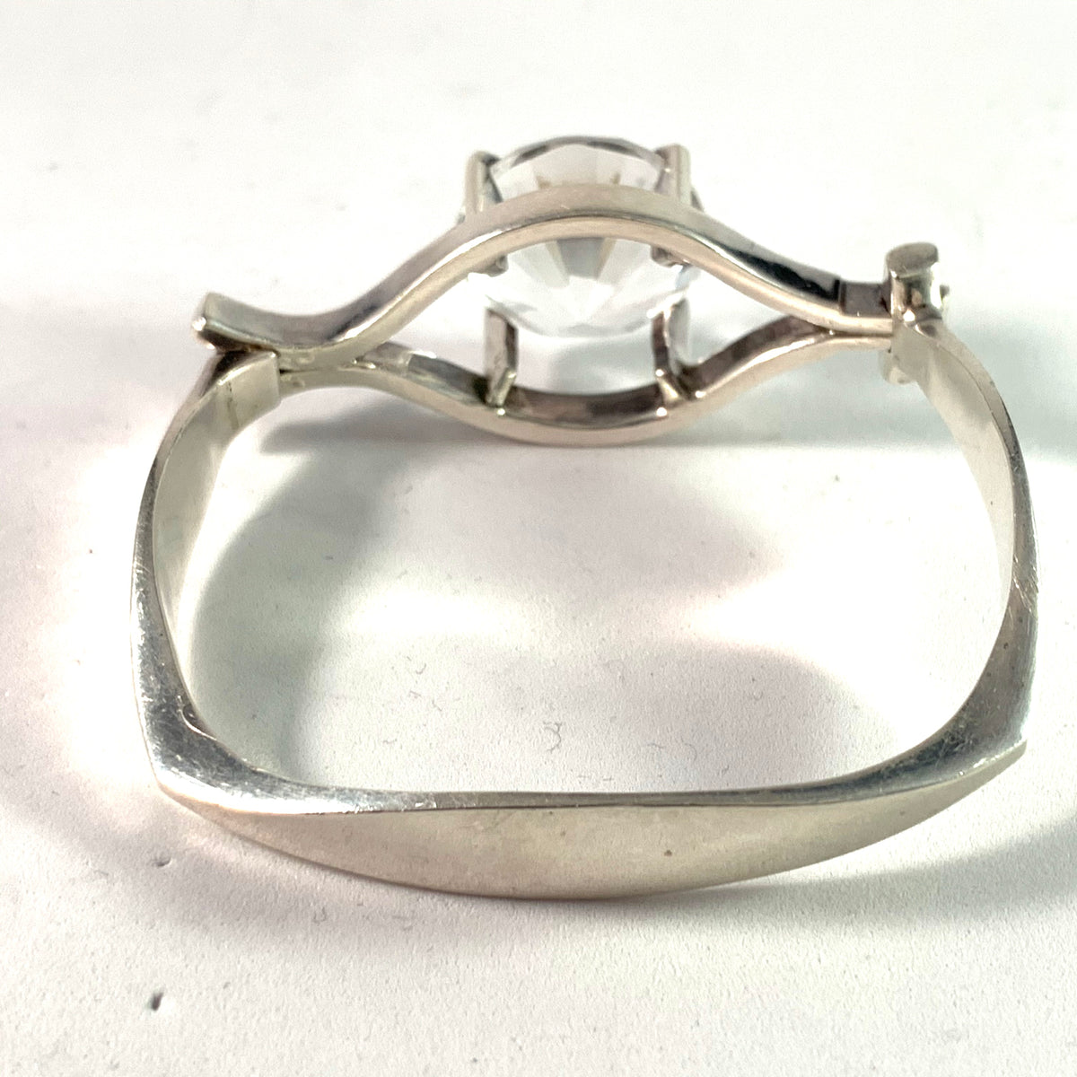 Bernt Högkvist, Sweden 1978 Unique Signed Sterling Gold Detail Huge Rock Crystal Bangle