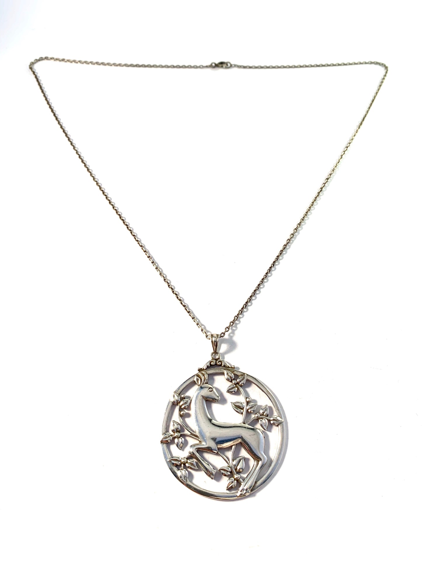 G Dahlgren, Sweden 1946 Mid Century Solid Silver Pendant Necklace.