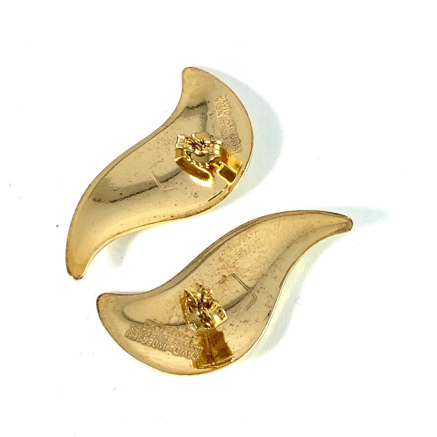 David Andersen, Norway. Vintage Sterling Silver White Enamel Large Stud Earrings. Design by Synnøve Korssjøen