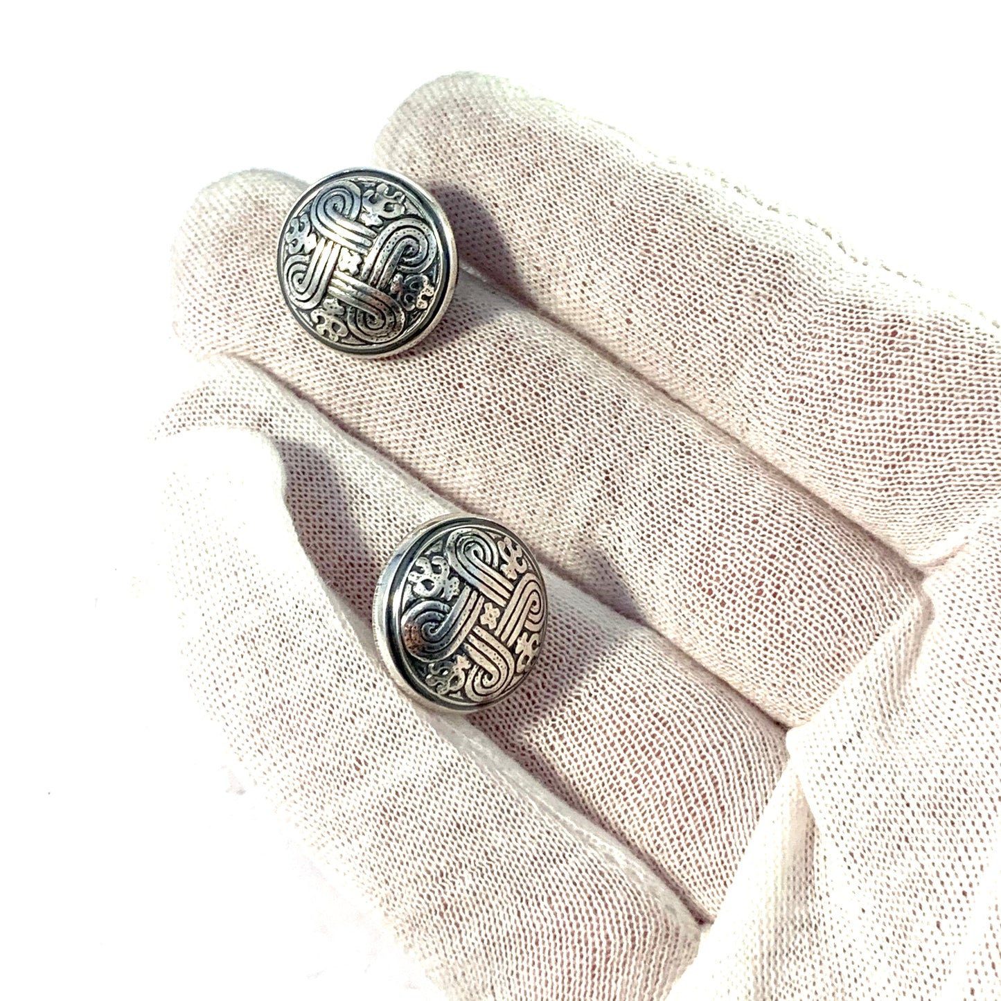 Kalevala Koru, Finland. Large Vintage Sterling Silver "St. John's Arms" Stud Earrings.