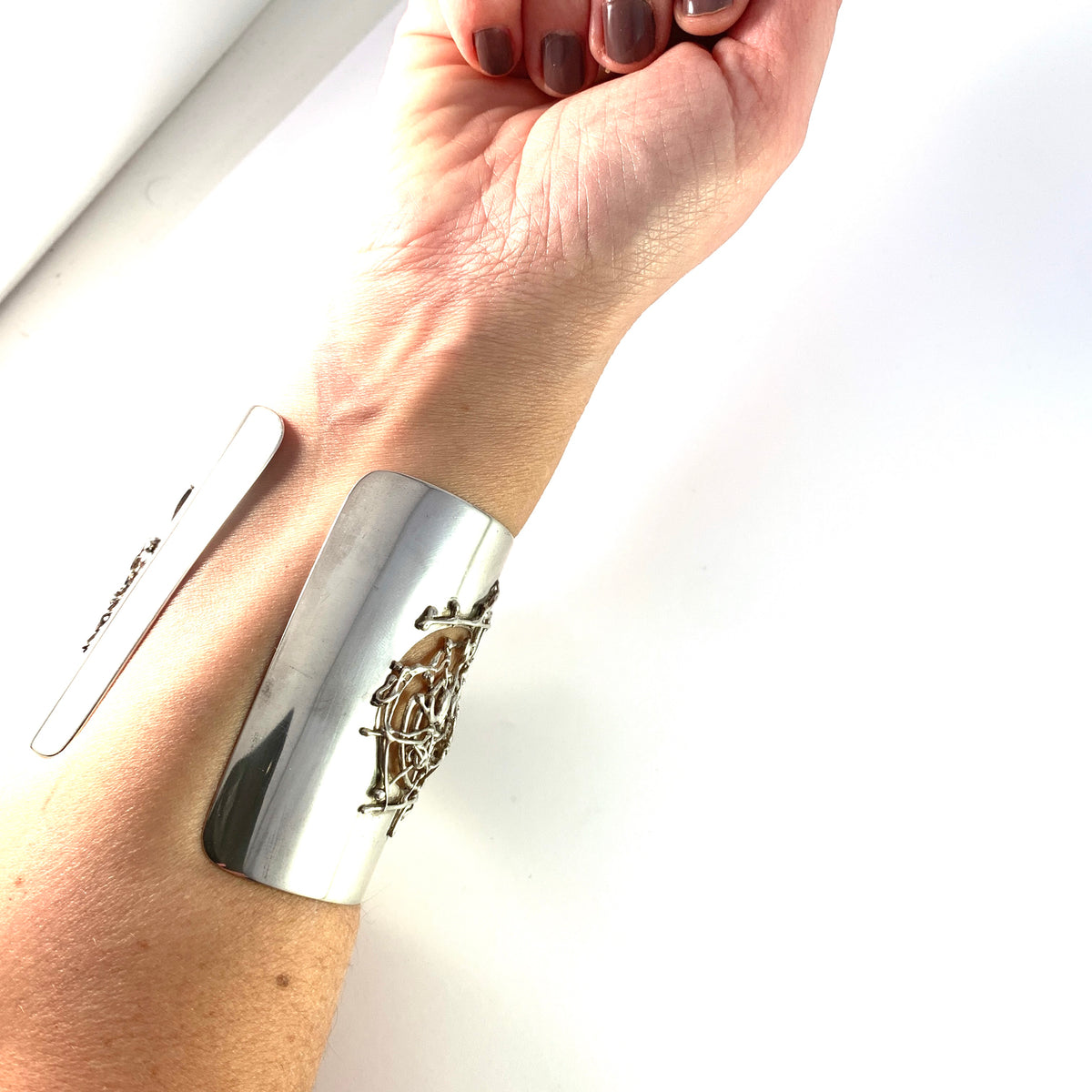 Atelje Rolf Kaplan, for Michelsen Stockholm 1966. Unique Massive Sterling Silver Cuff Bracelet.