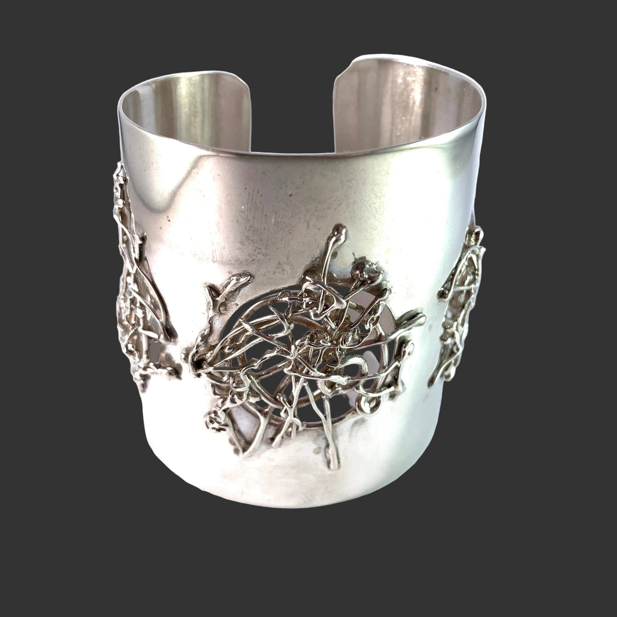 Atelje Rolf Kaplan, for Michelsen Stockholm 1966. Unique Massive Sterling Silver Cuff Bracelet.