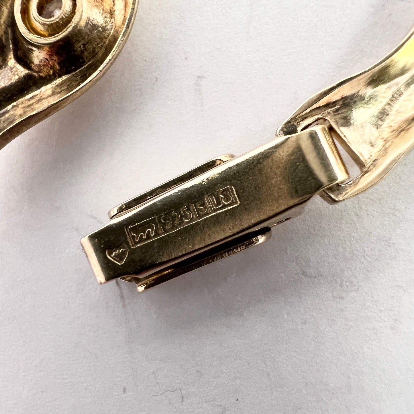 Sten & Laine Finland 1988. Gilt Sterling Silver Rock Crystal Bracelet.