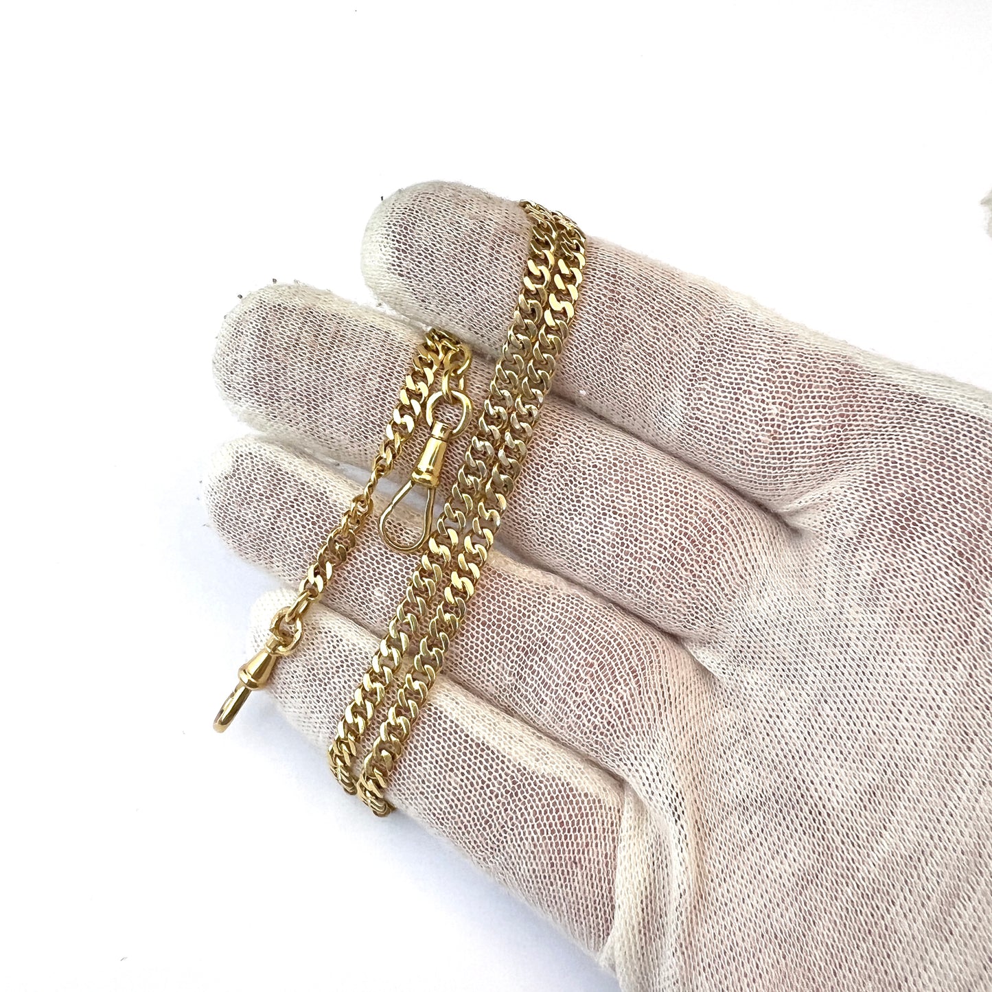 Sweden 1924. Antique 18k Gold Watch Chain in Necklace Length.