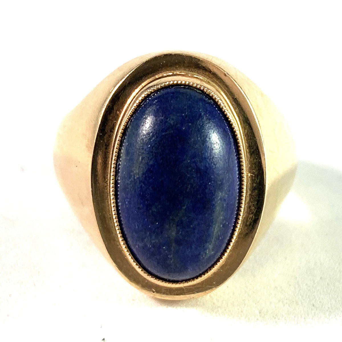 Johan H Hermann, Copenhagen 1963-73 Modernist 14k Gold Lapis Lazuli Ring