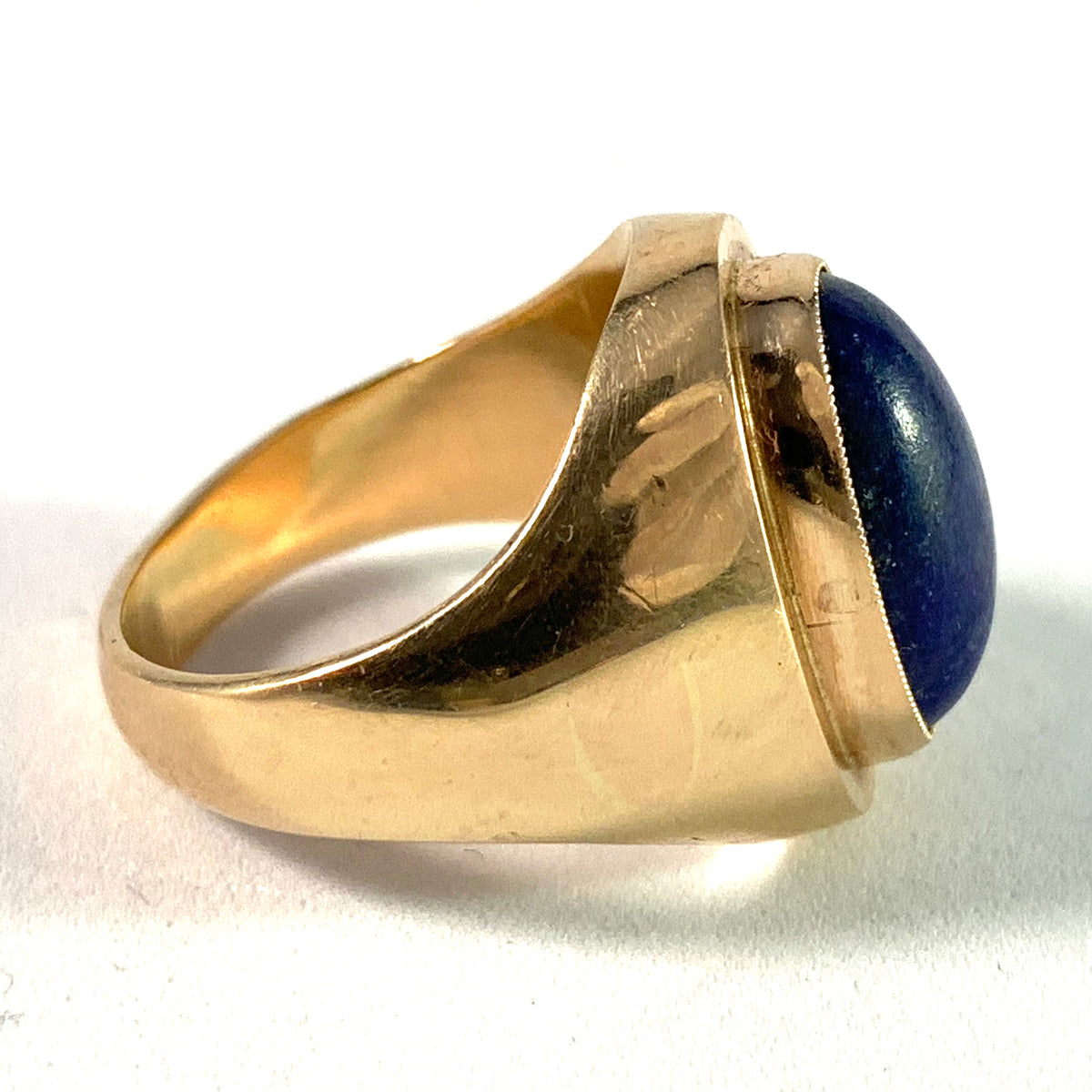 Johan H Hermann, Copenhagen 1963-73 Modernist 14k Gold Lapis Lazuli Ring