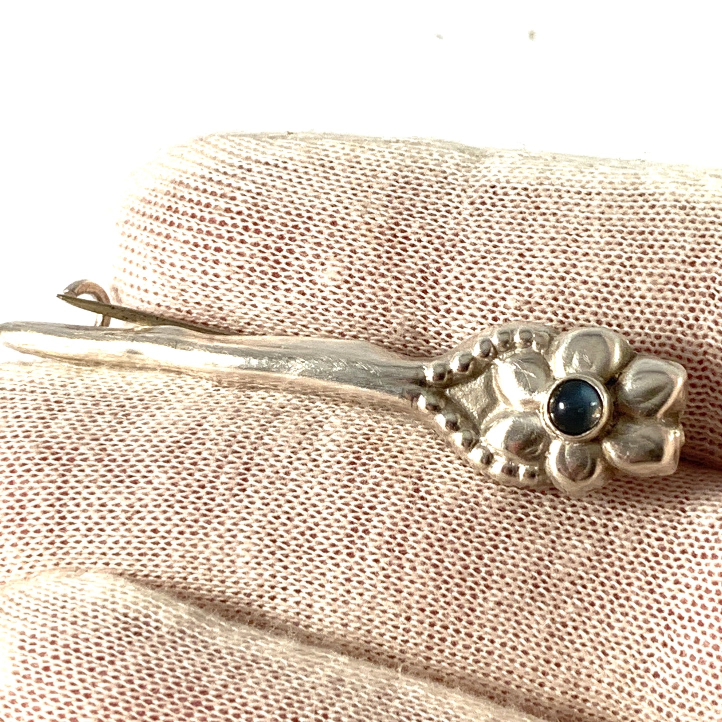 Bernhard Hertz, Denmark 1910s Art Nouveau Solid Silver Paste Brooch Pin.