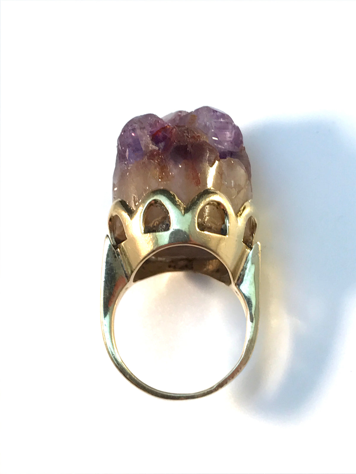 B Gustavsson, Sweden 1960s Chunky Vintage 18k Gold Raw Amethyst Ring