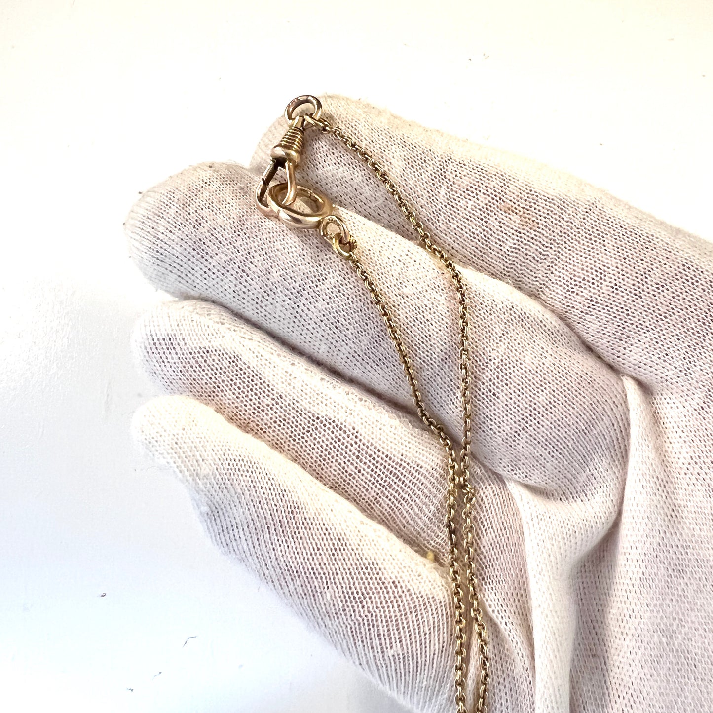 Bernhard Hertz, Denmark c 1910s. Antique 14k Gold Watch Chain. Necklace Length 19"