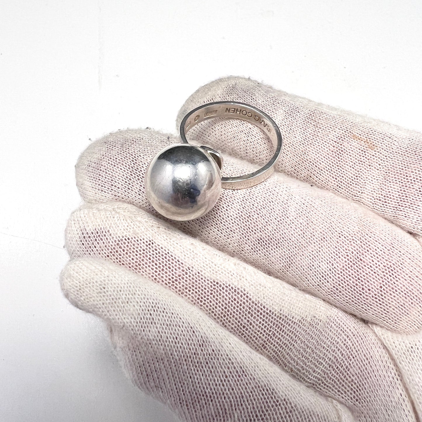 Isaac Cohen, Stockholm 1965. Vintage Sterling Silver Ring. Signed.