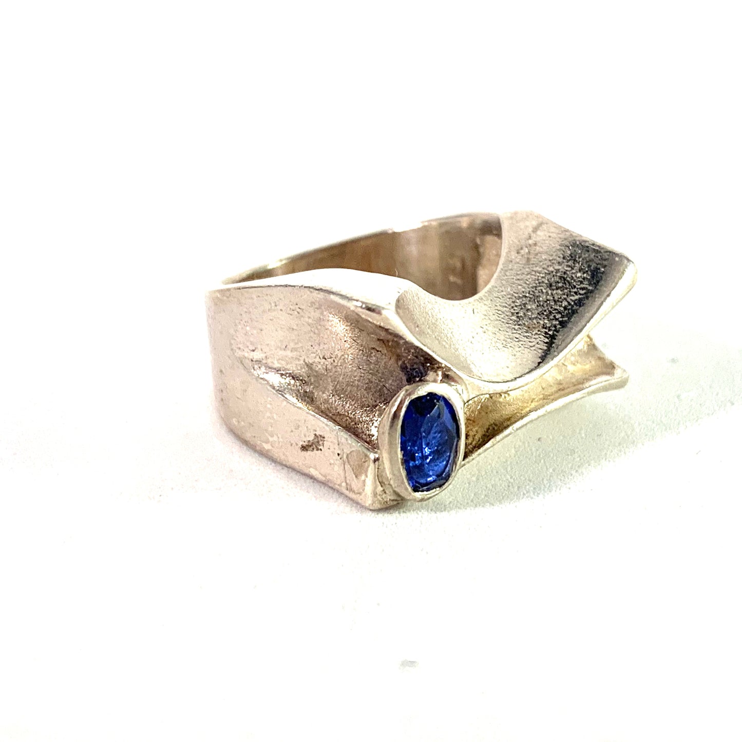 Lapponia, Finland 1980 Vintage Sterling Silver Sapphire Ring.