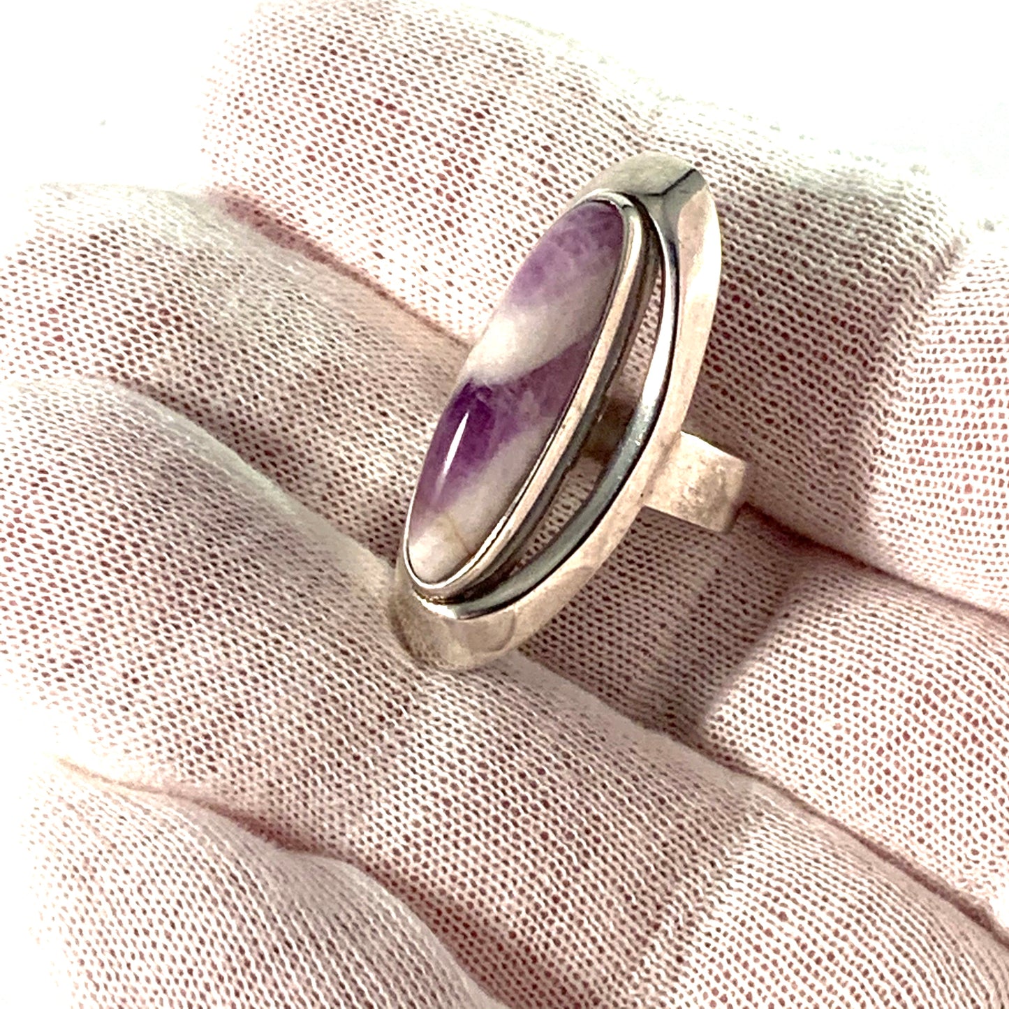 Olavi Piira, Finland 1963 Modernist Silver Amethyst Ring. Rare.